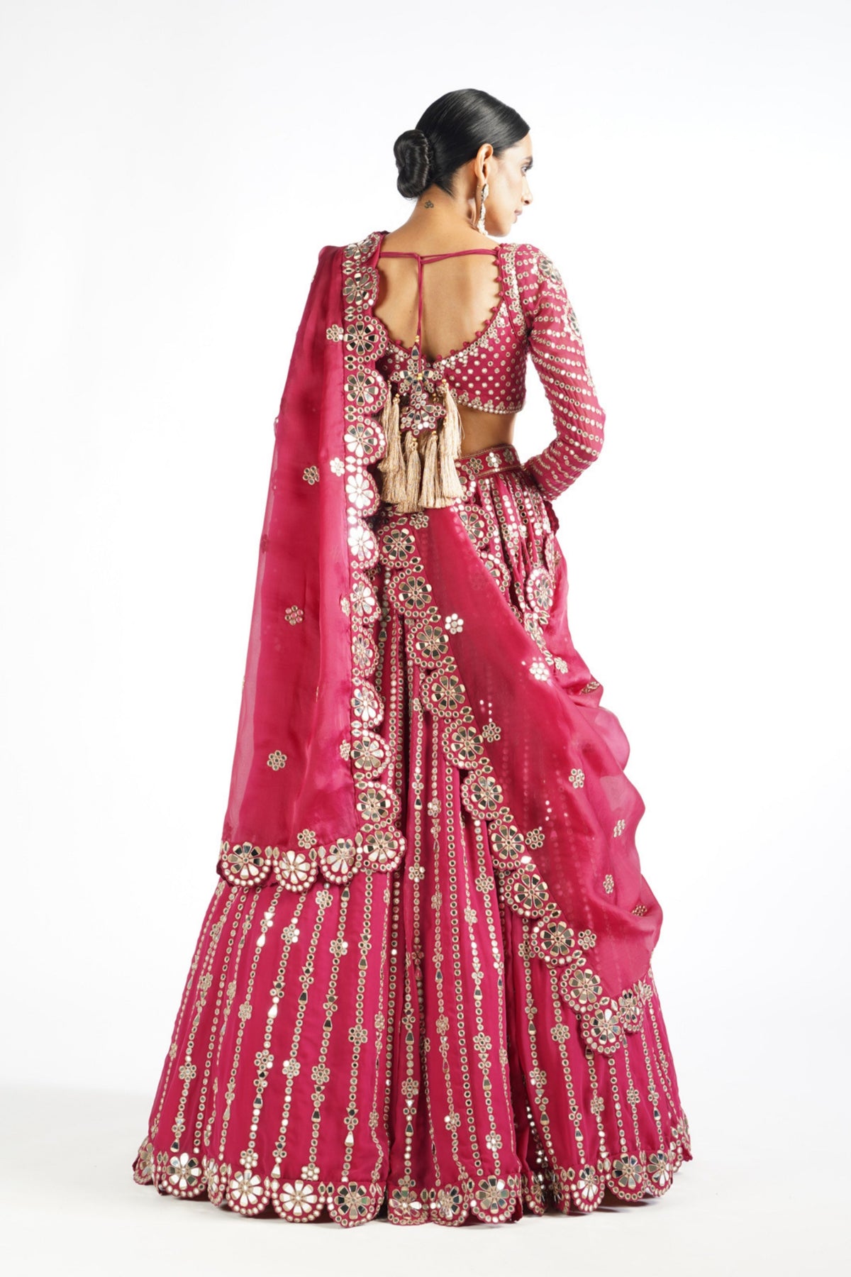 Mellow Wine Mirror Linear Lehenga Set