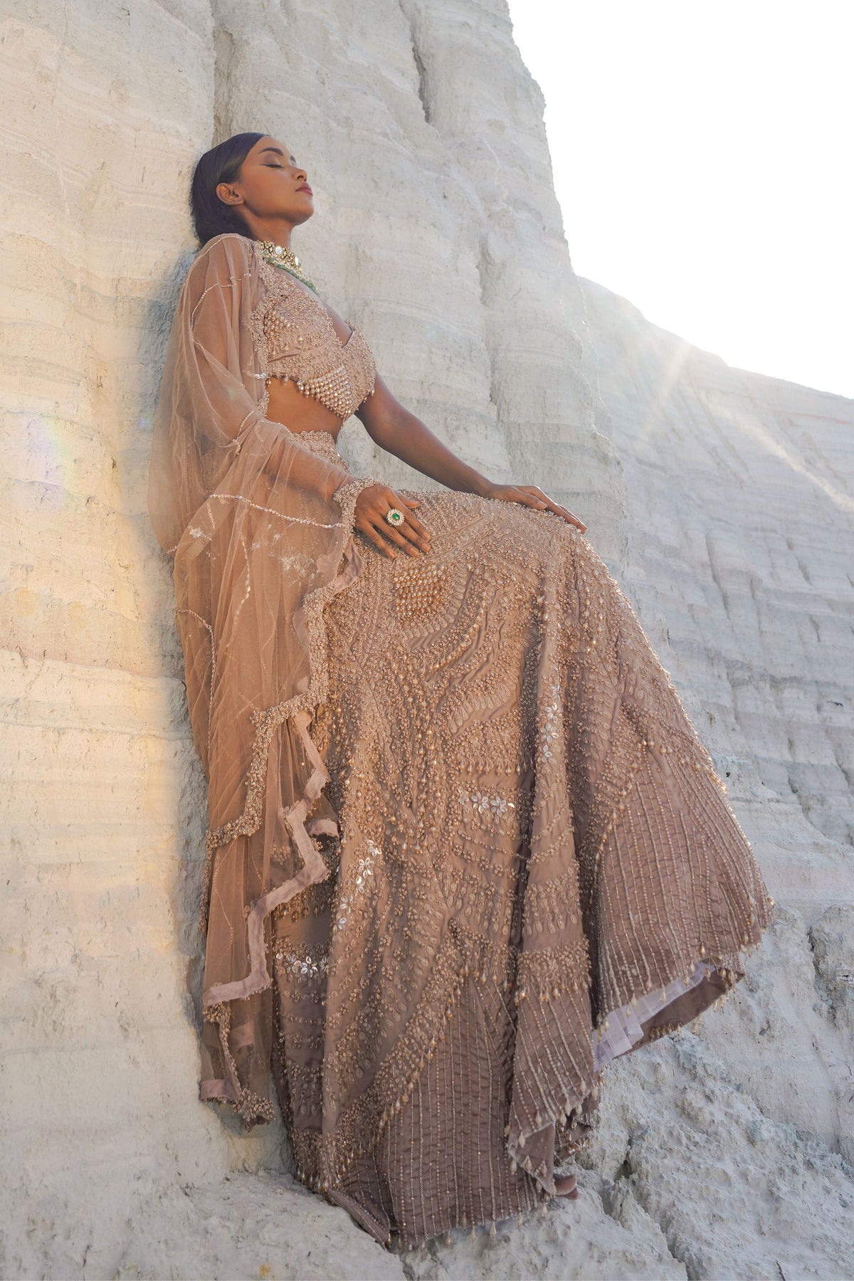 Rustic Amber Embroidered Lehenga Set