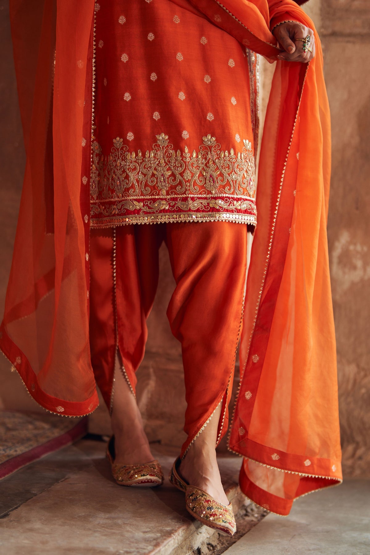 Fahmida Orange Kurta With Salwar