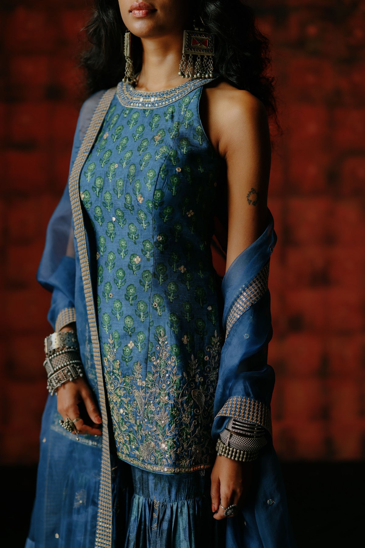 Indigo Sharara Set