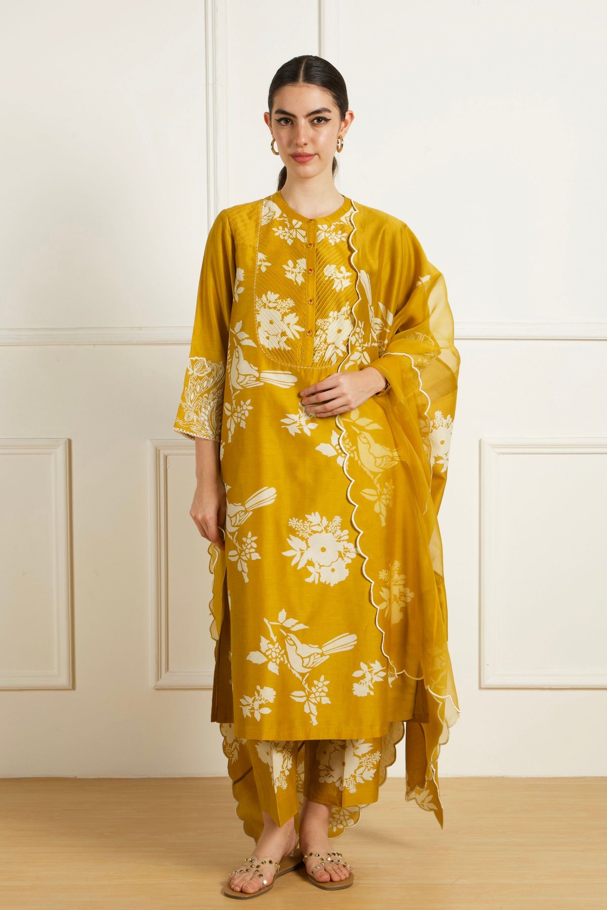 Ochre Print Kurta Set