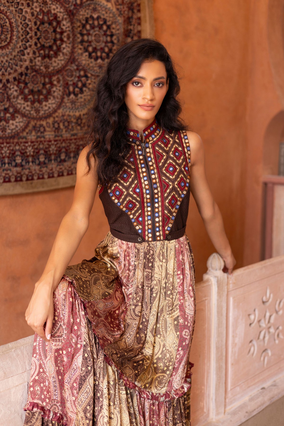 Mirror Embroidered Maxi Dress