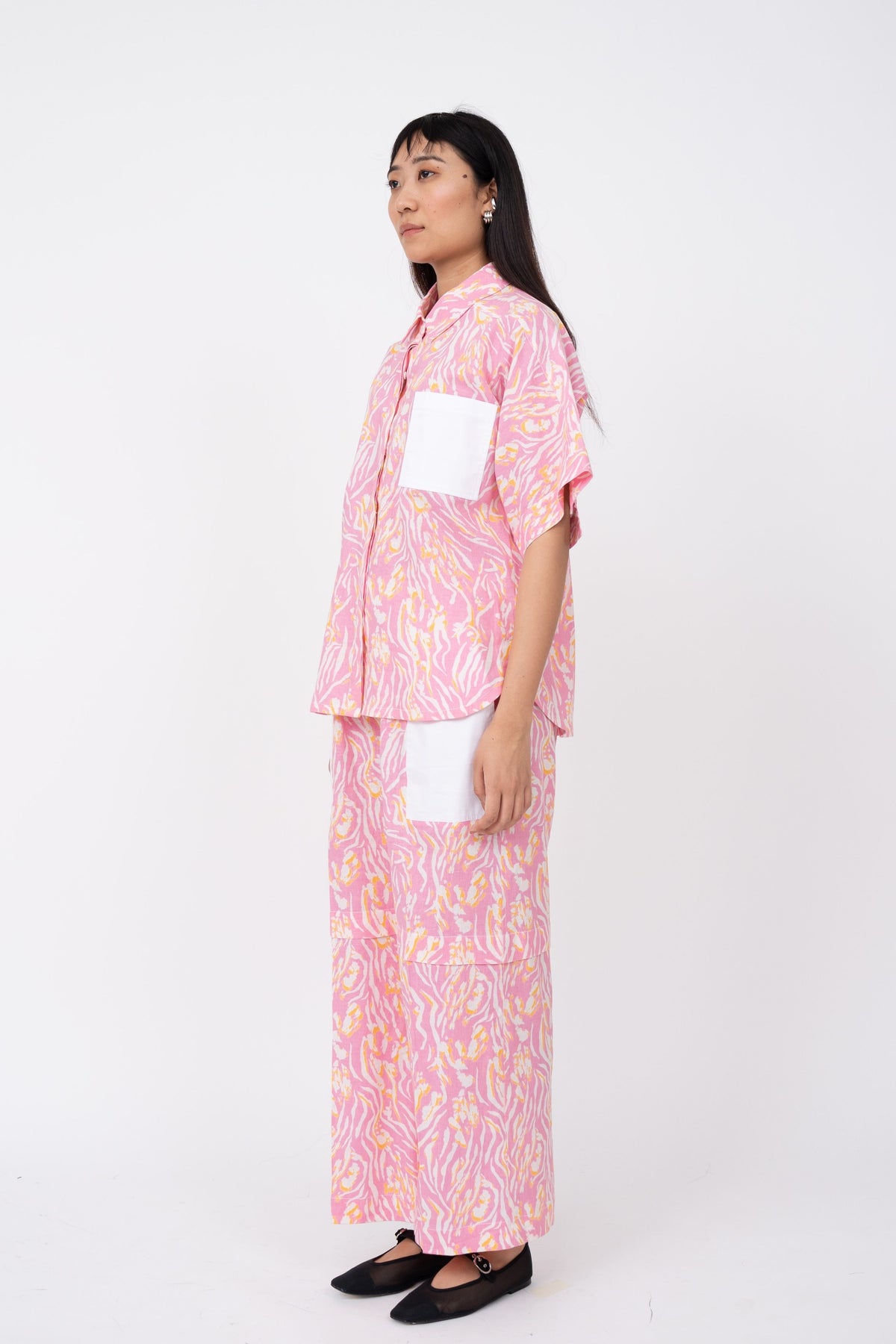 Pink Wave Print Shell Shirt