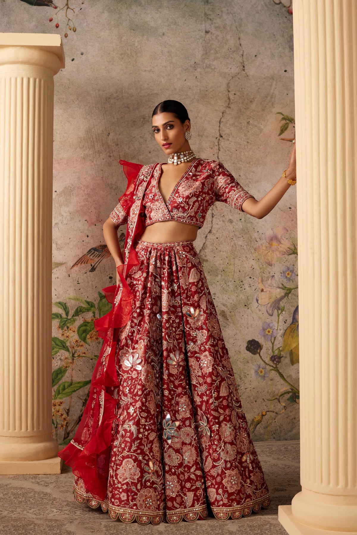 Ace Red Ochre Lehenga Set