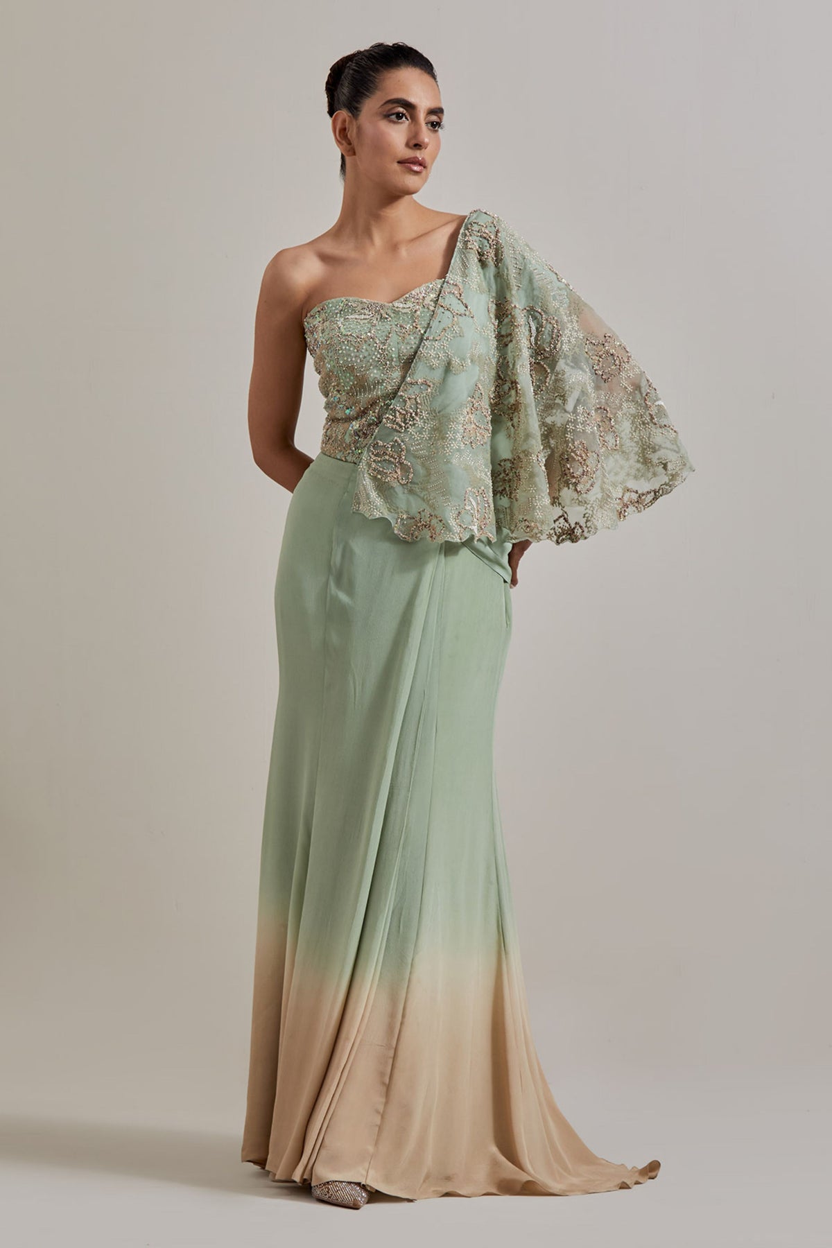 Glimmer Drape Saree Set
