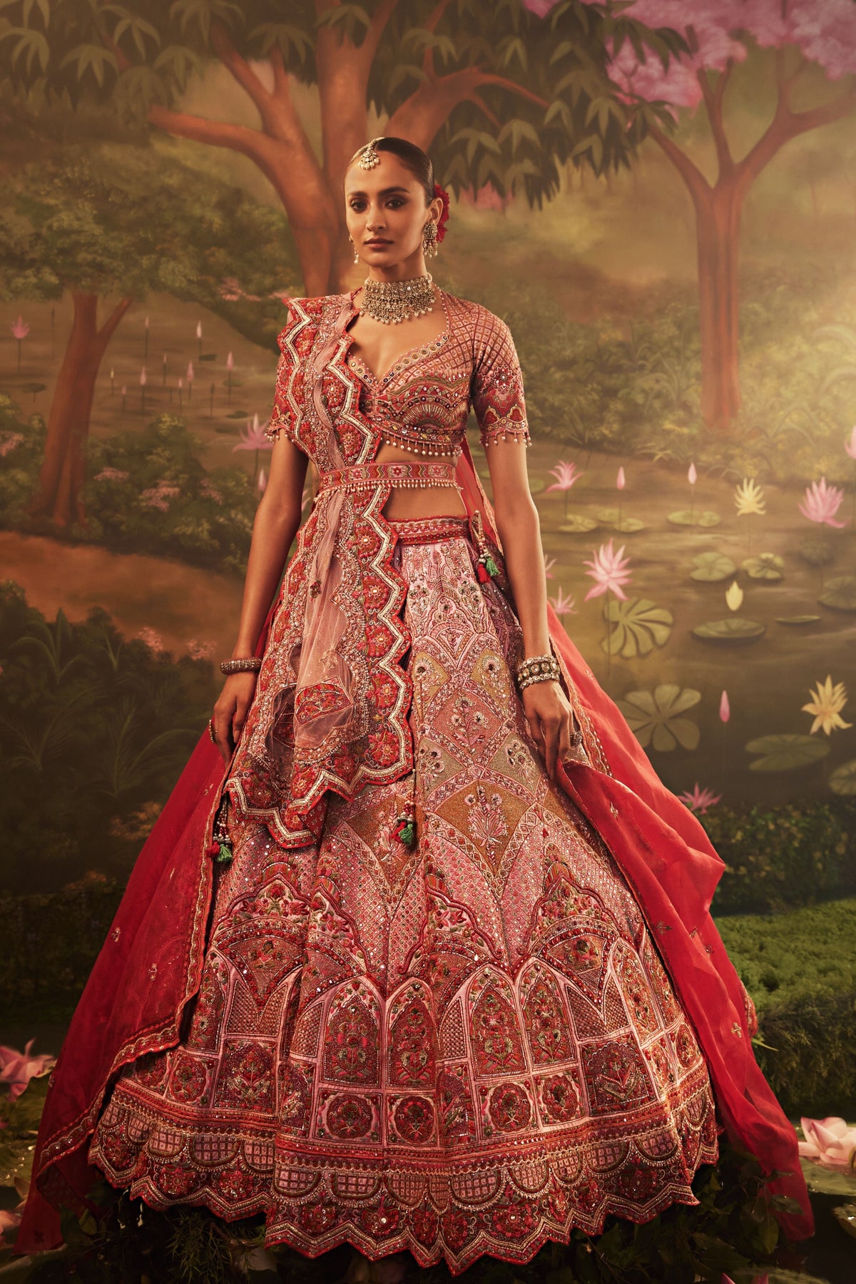 Pink Silk Mirror Sequence Lehenga