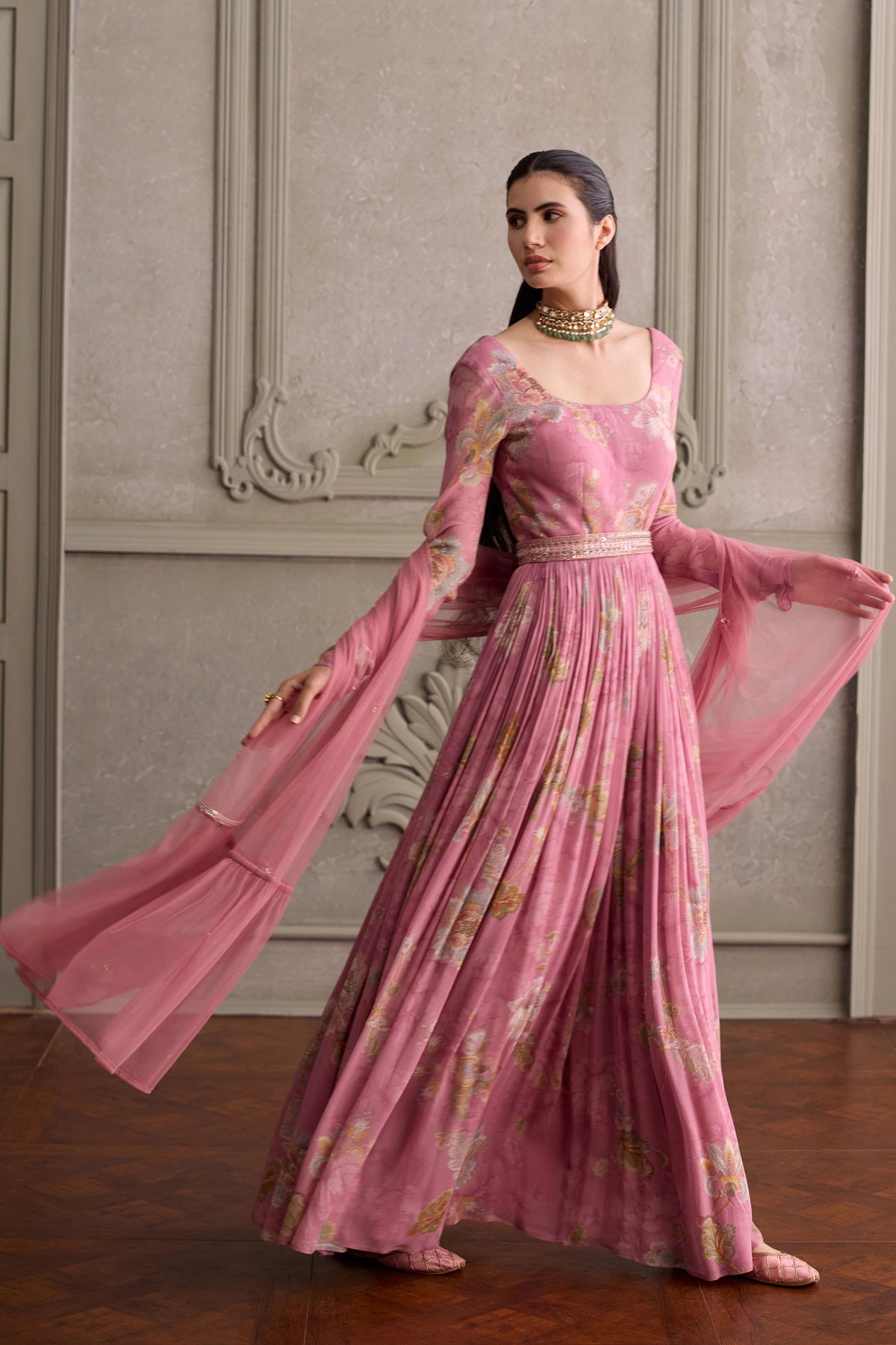 Sanya Pink Anarkali Set
