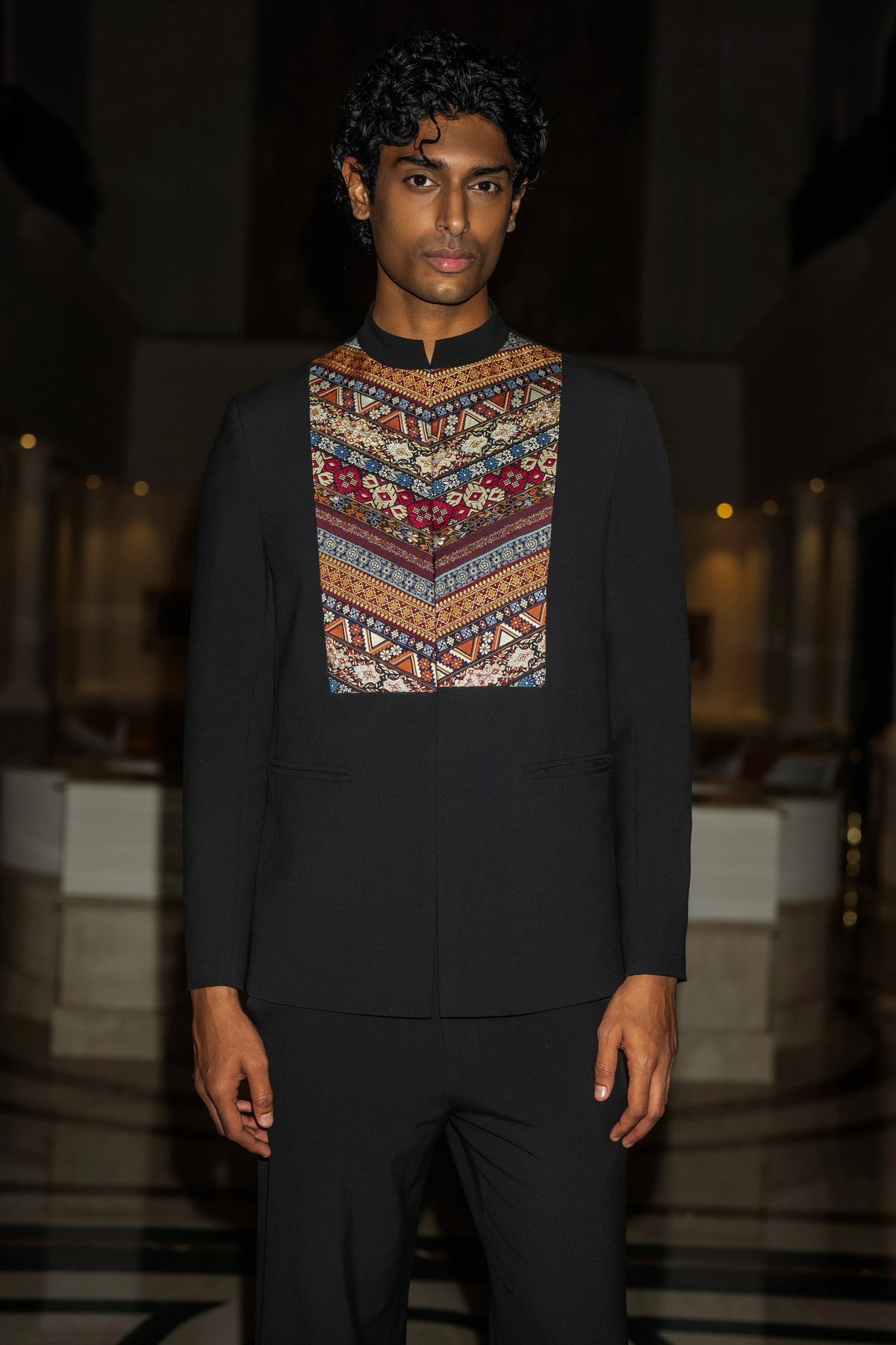 Embroidered Bib Blazer