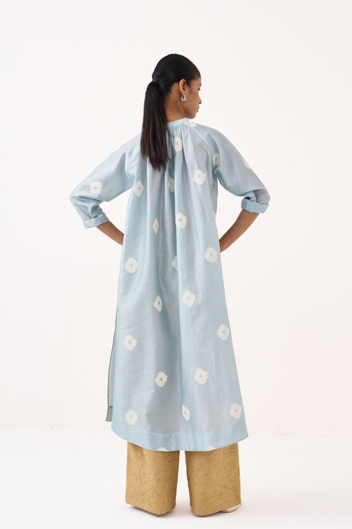 Block Print Gather Neck Tunic Set