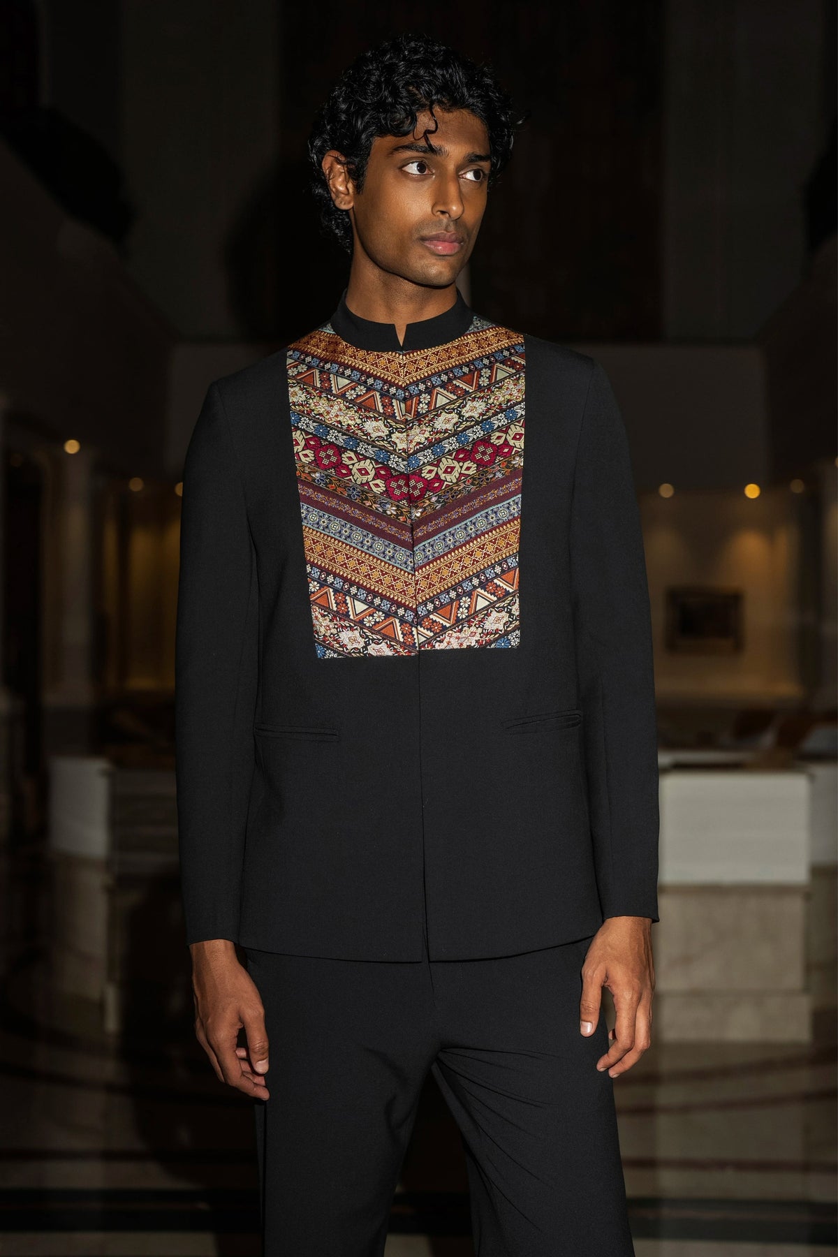 Embroidered Bib Blazer