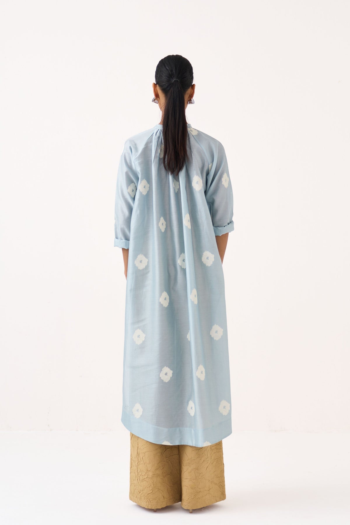 Block Print Gather Neck Tunic Set