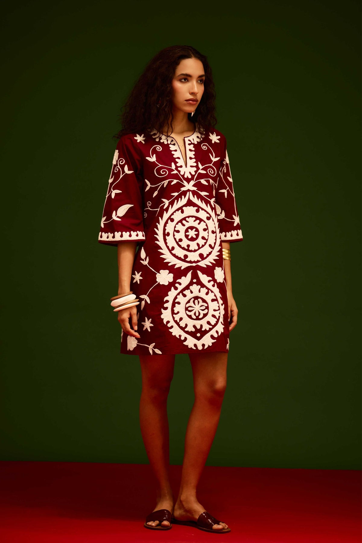 Burgundy Cotton Dress
