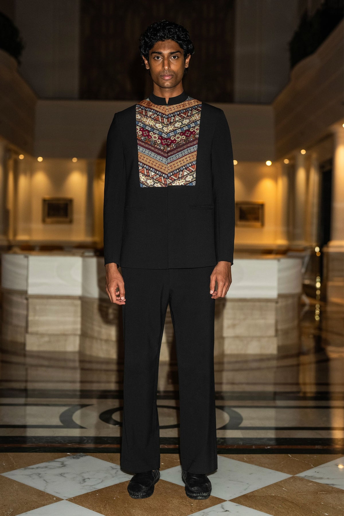 Embroidered Bib Blazer
