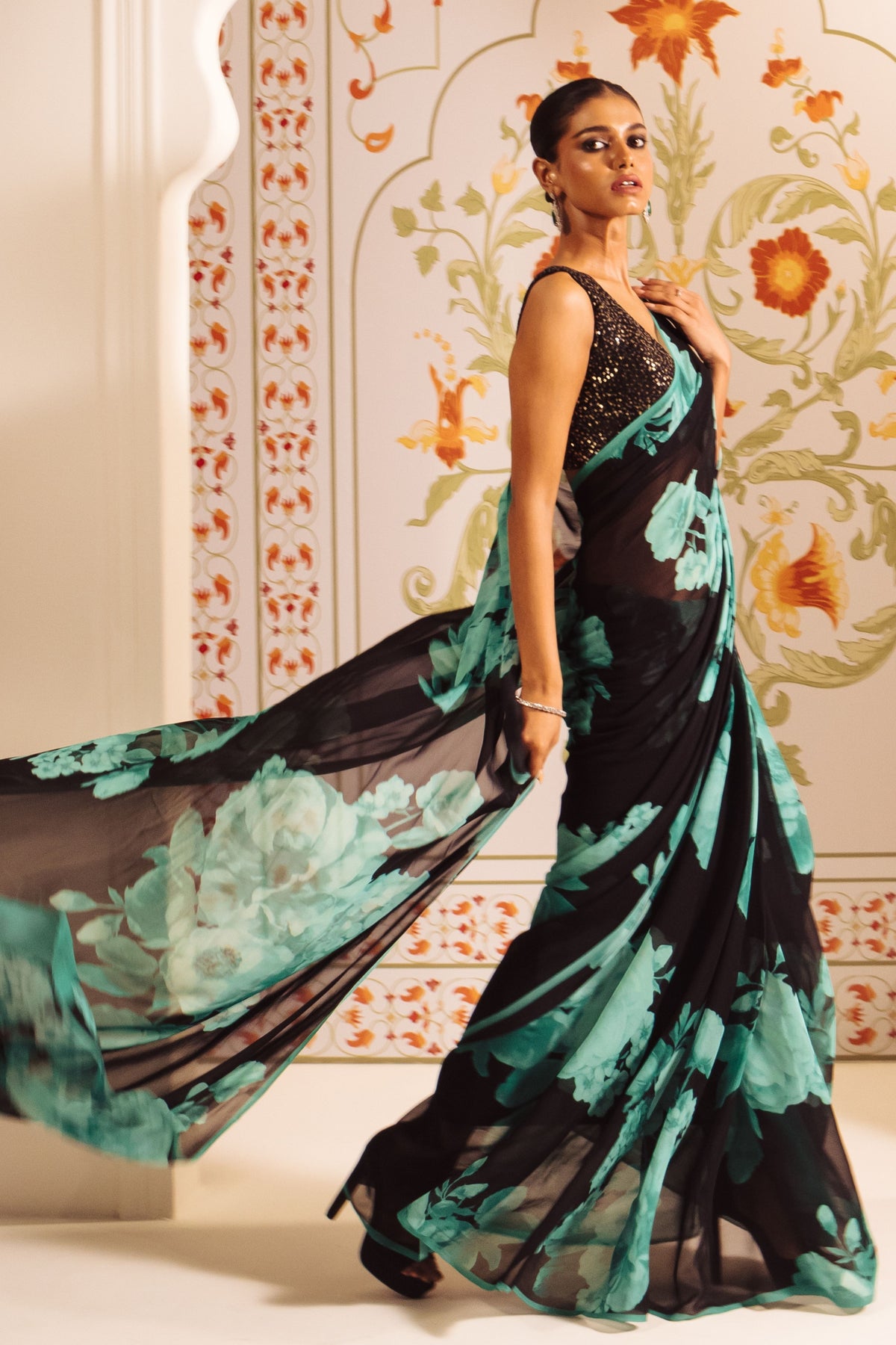 Ila Saree in Teal