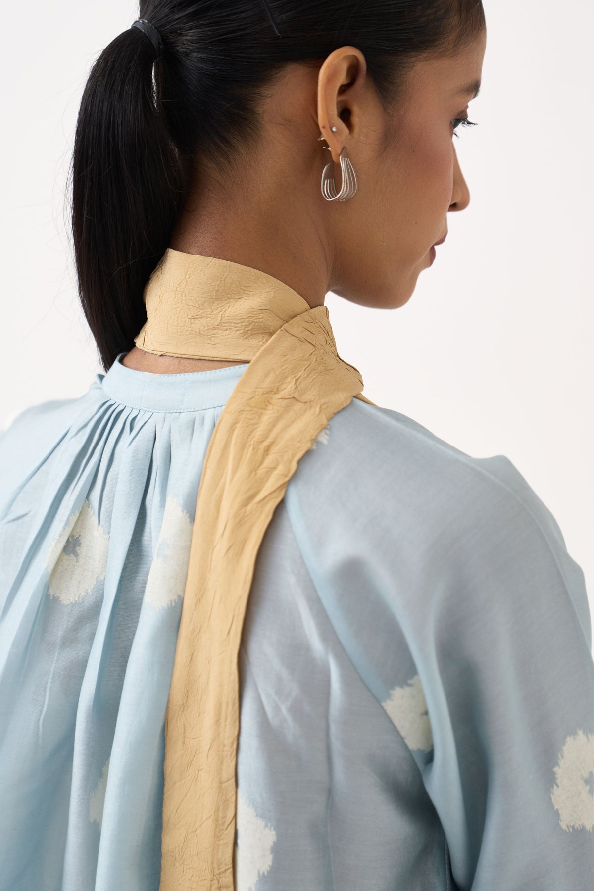 Block Print Gather Neck Tunic Set