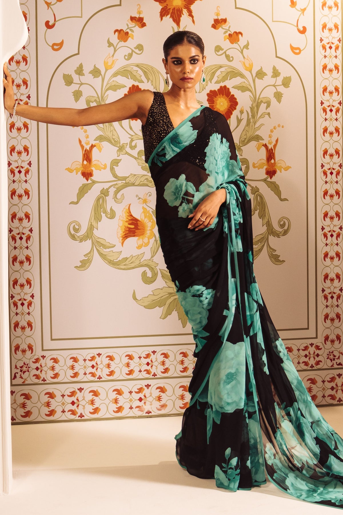 Ila Saree in Teal