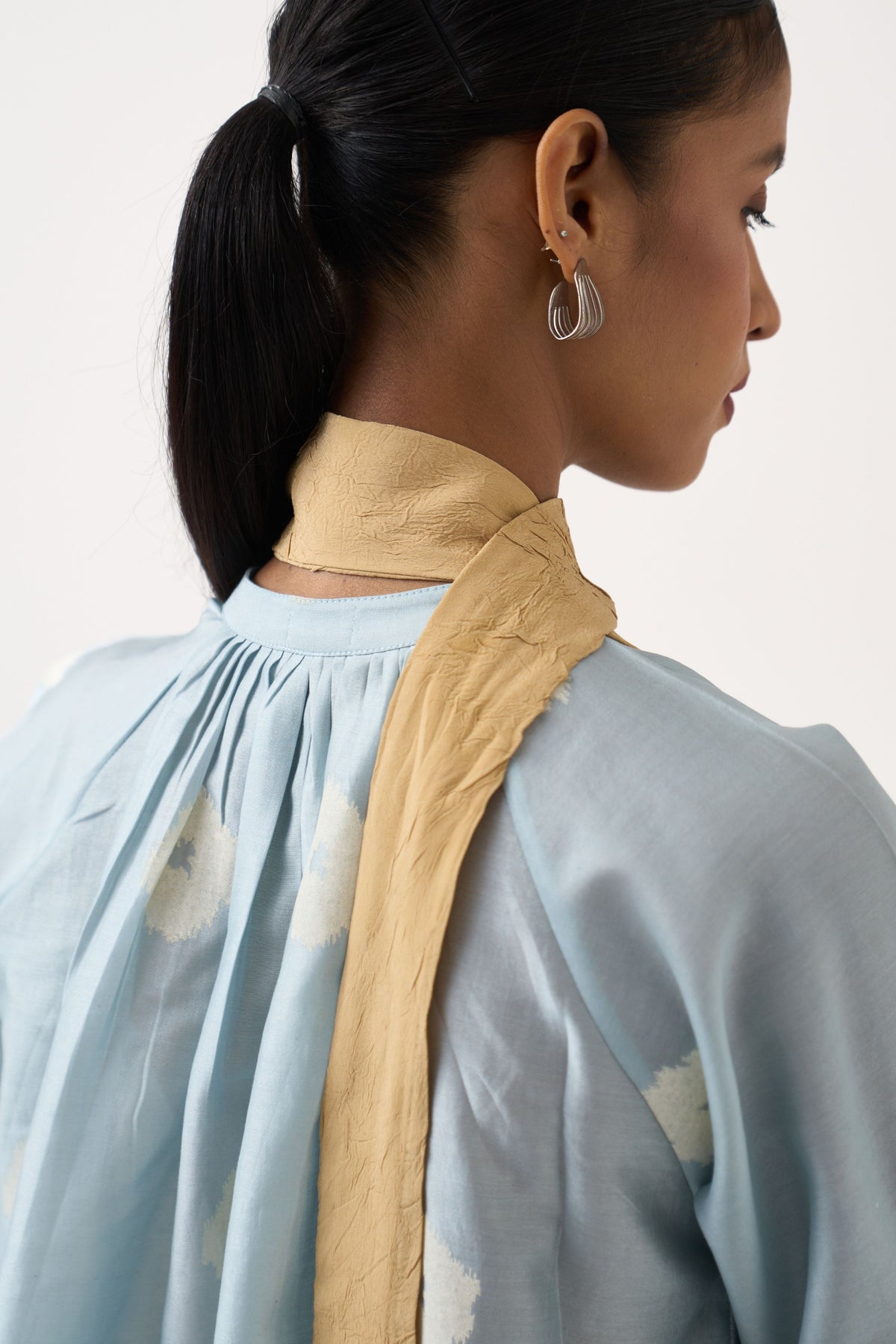 Block Print Gather Neck Tunic Set