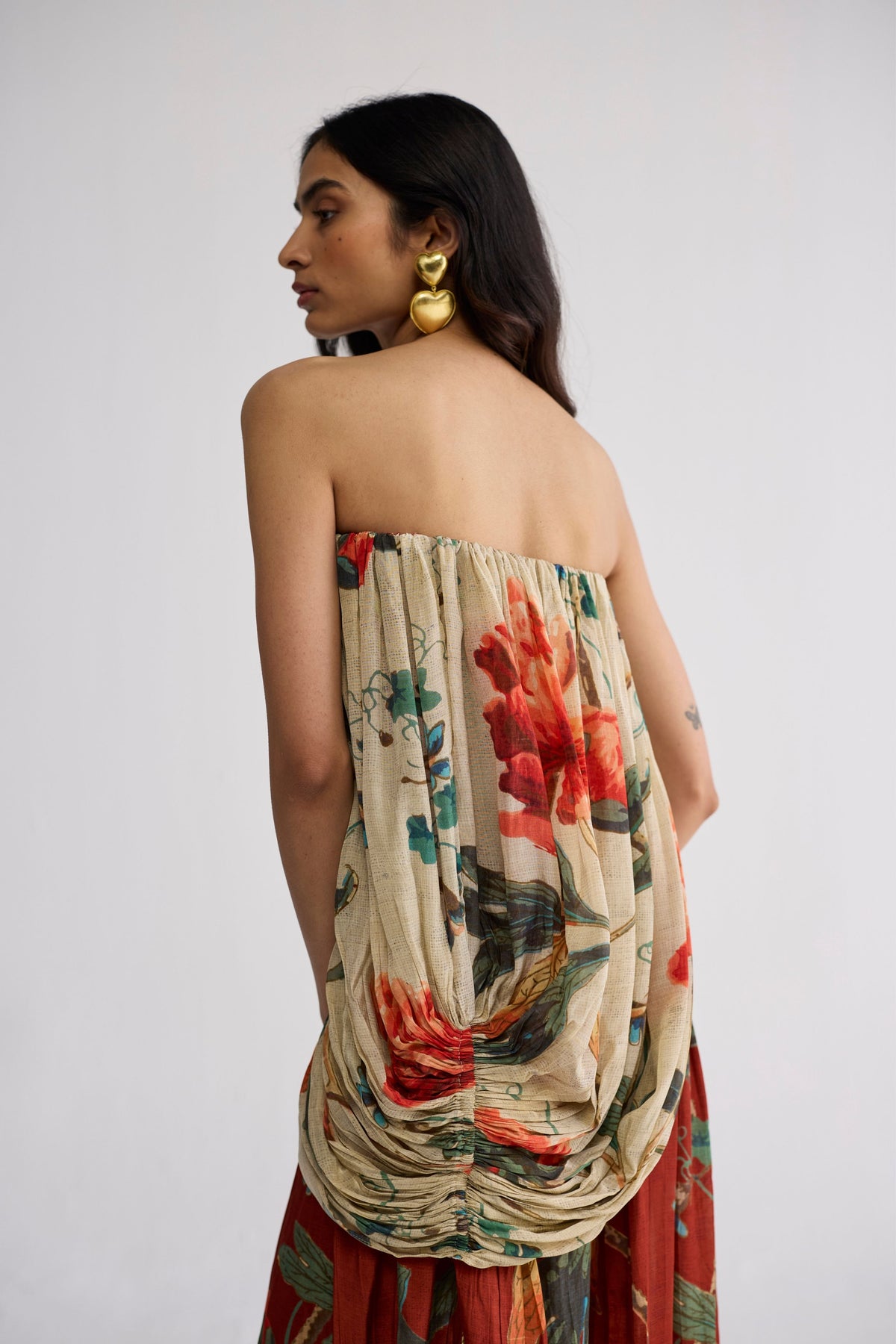 Vine Crepe Draped Dress