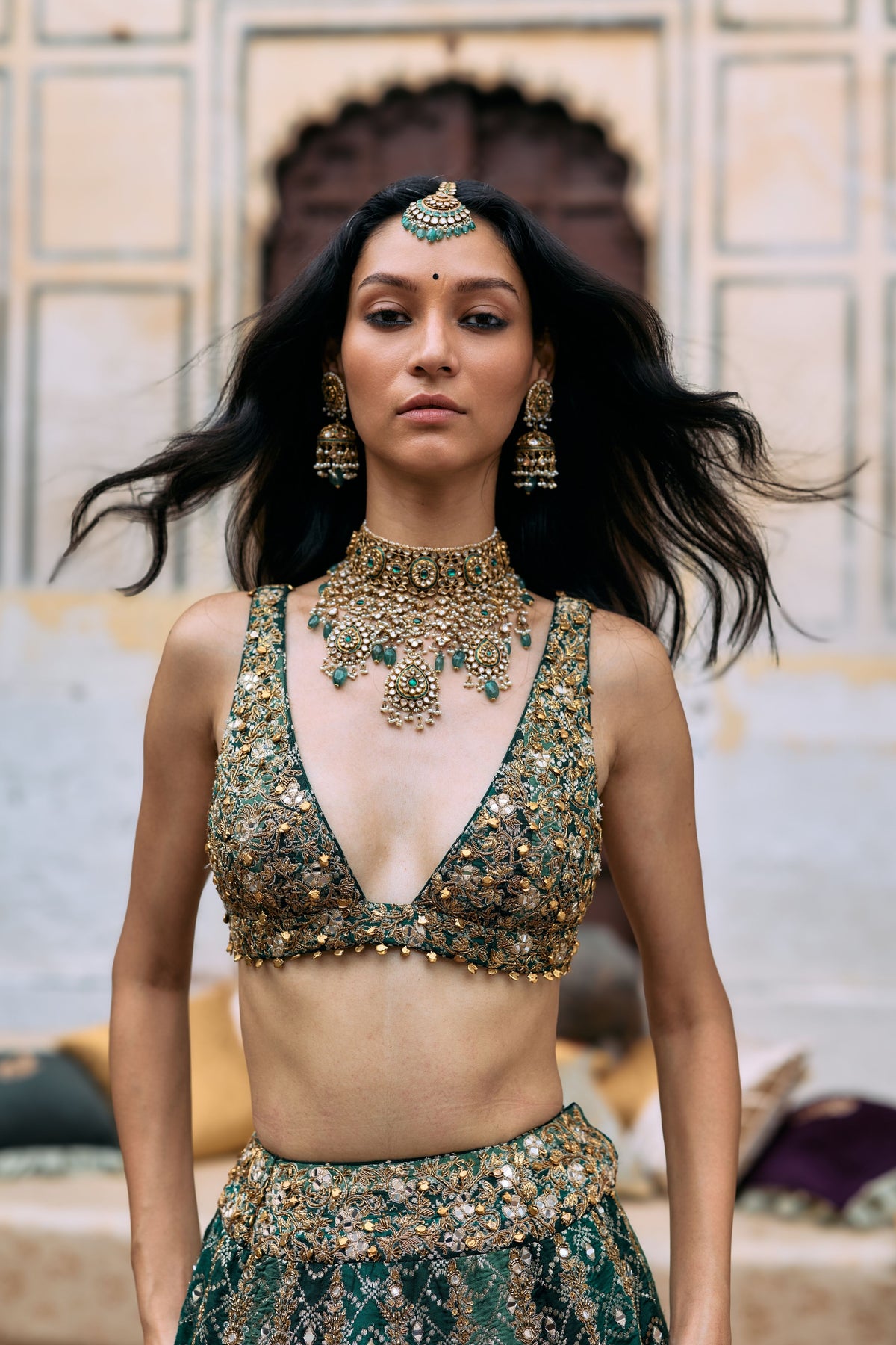 Green Vaidurya Lehenga Set