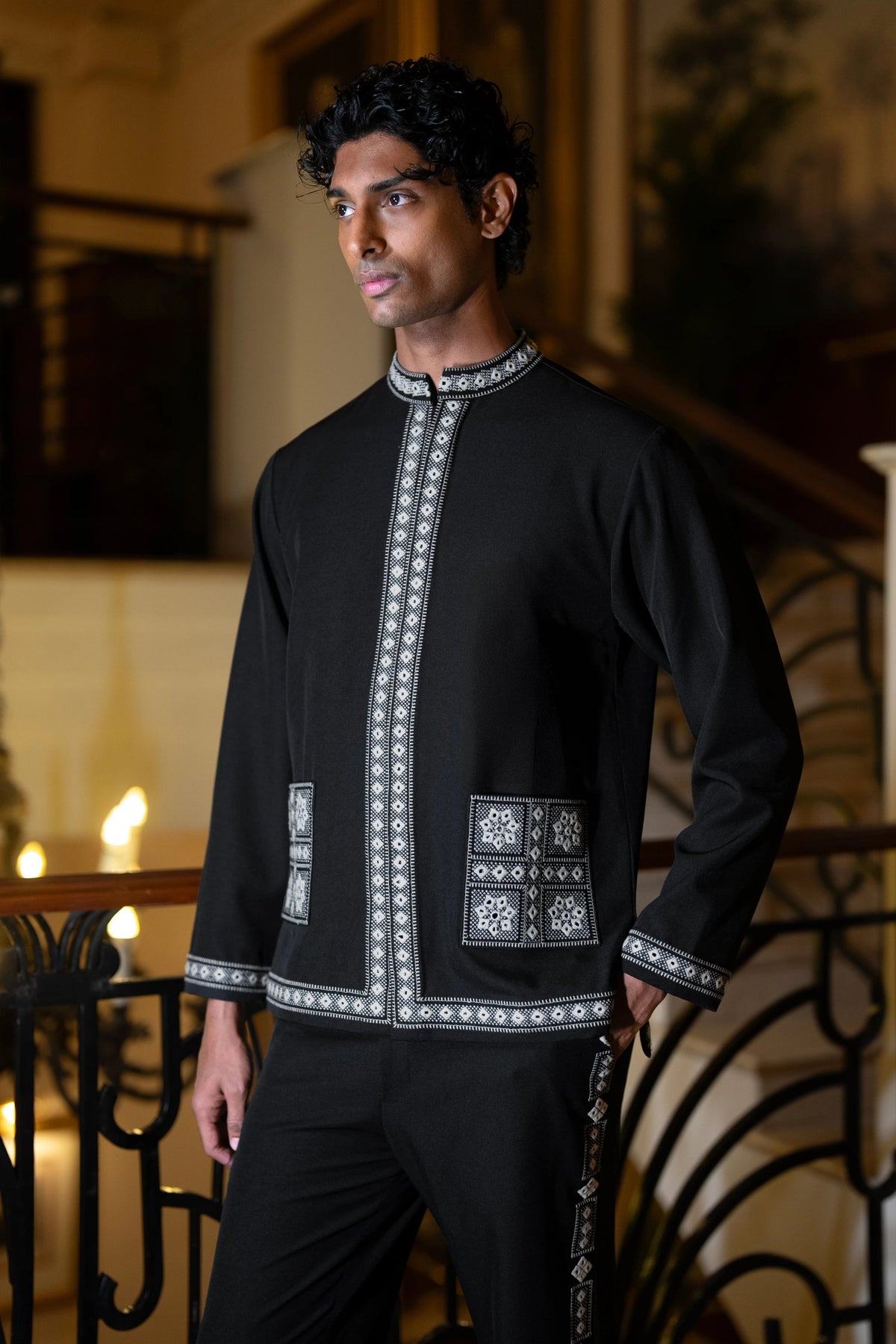Mirror Work Embroidered Shacket