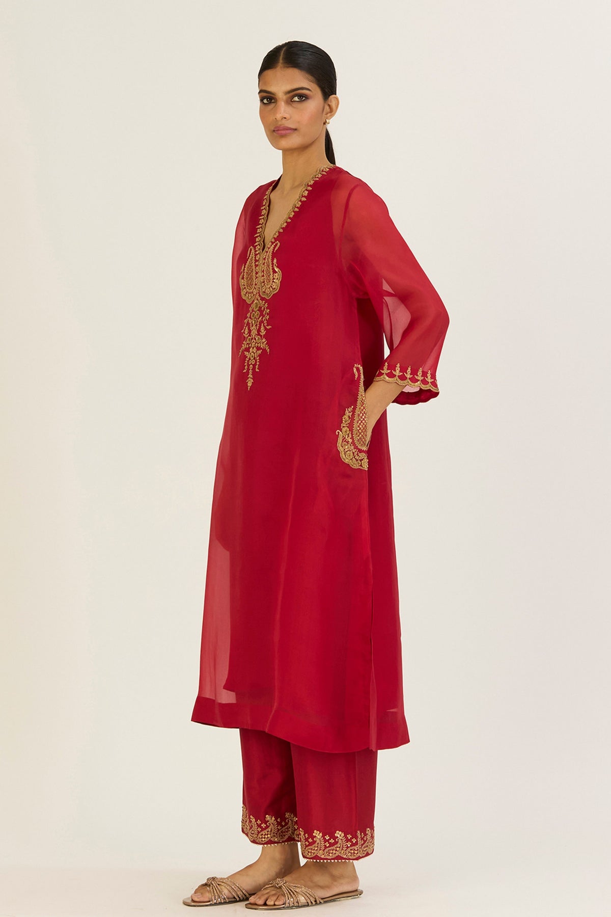 Rysa Red Kurta &amp; Pants