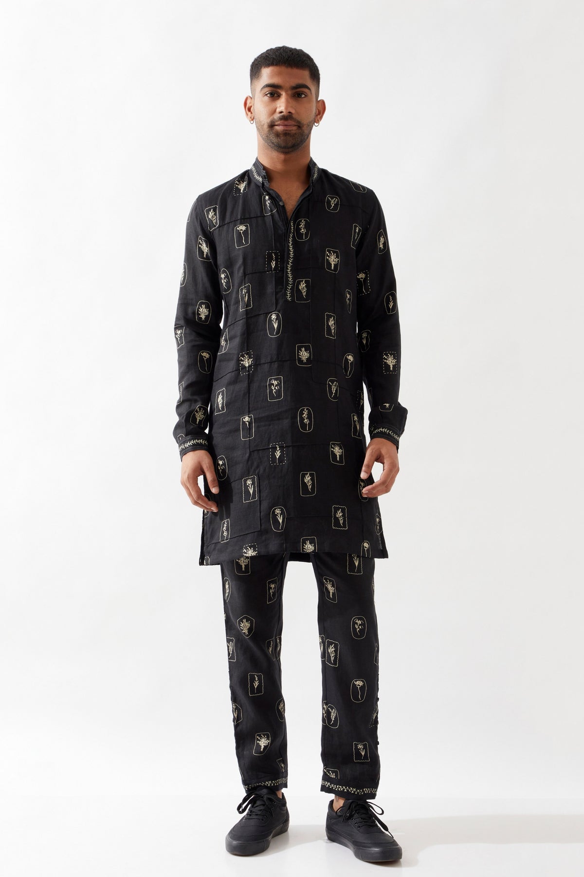 Slate Stamp Black Kurta
