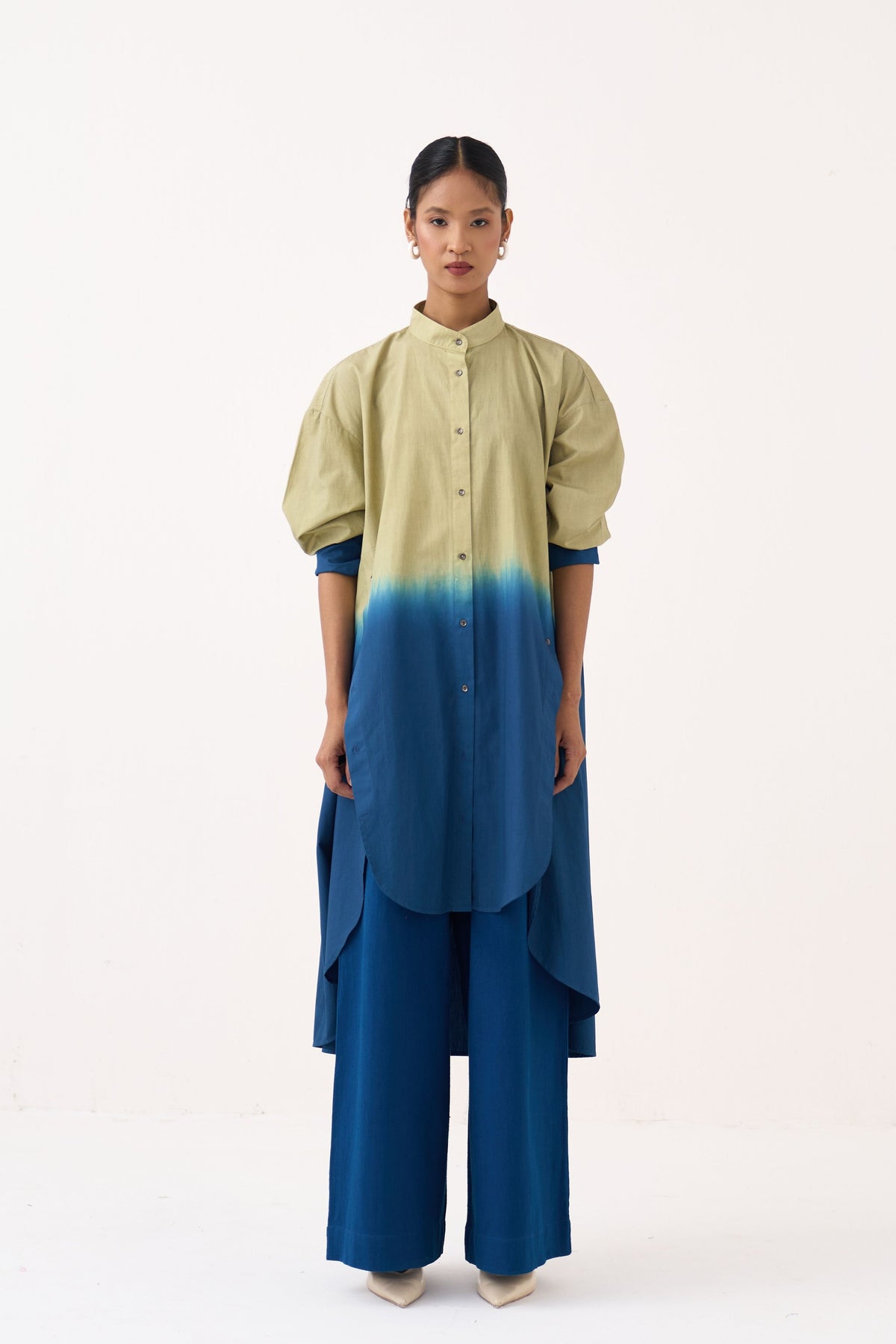 Dip-Dye Side Button Tunic Set