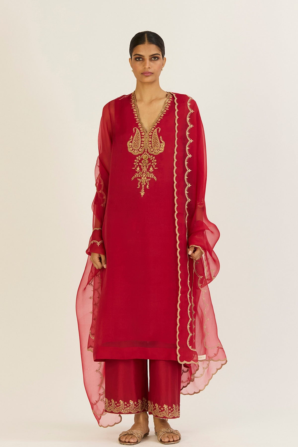 Nandita Red Kurta &amp; Pants