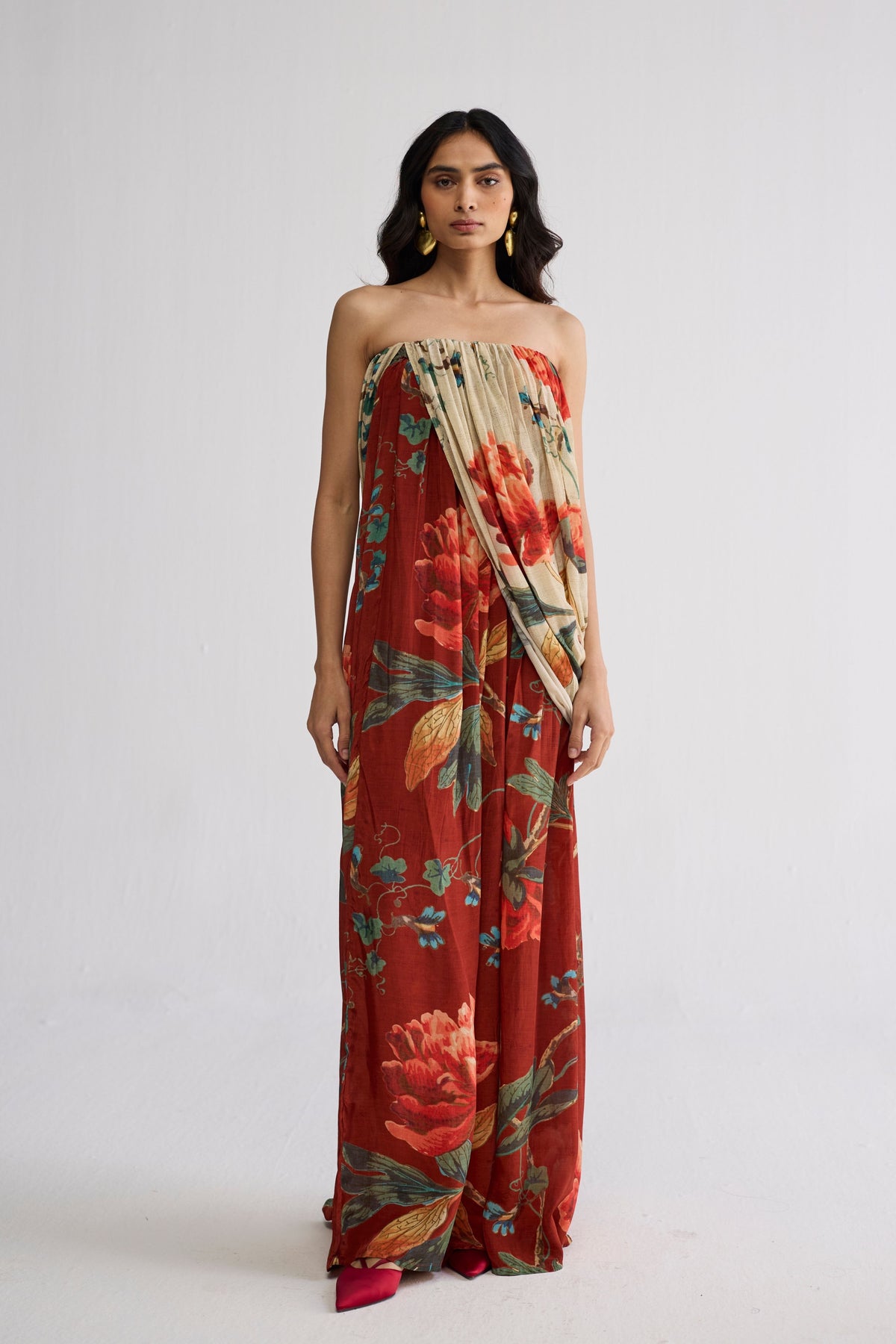 Vine Crepe Draped Dress