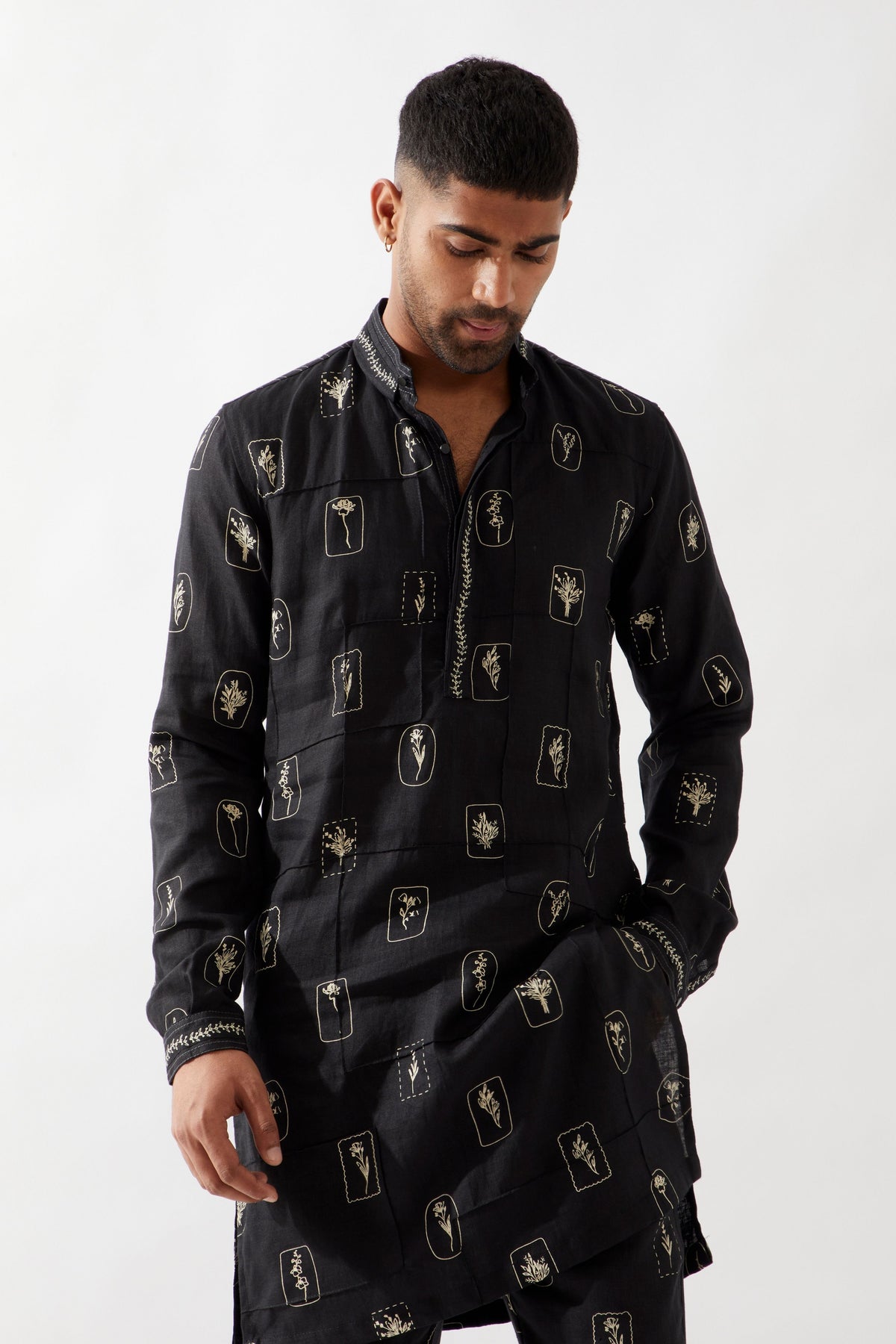 Slate Stamp Black Kurta