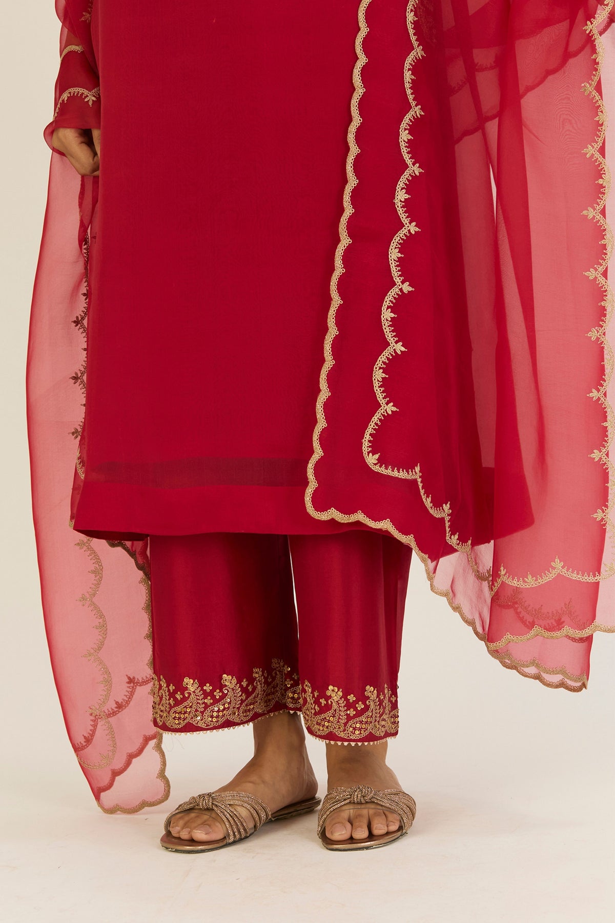 Nandita Red Kurta &amp; Pants