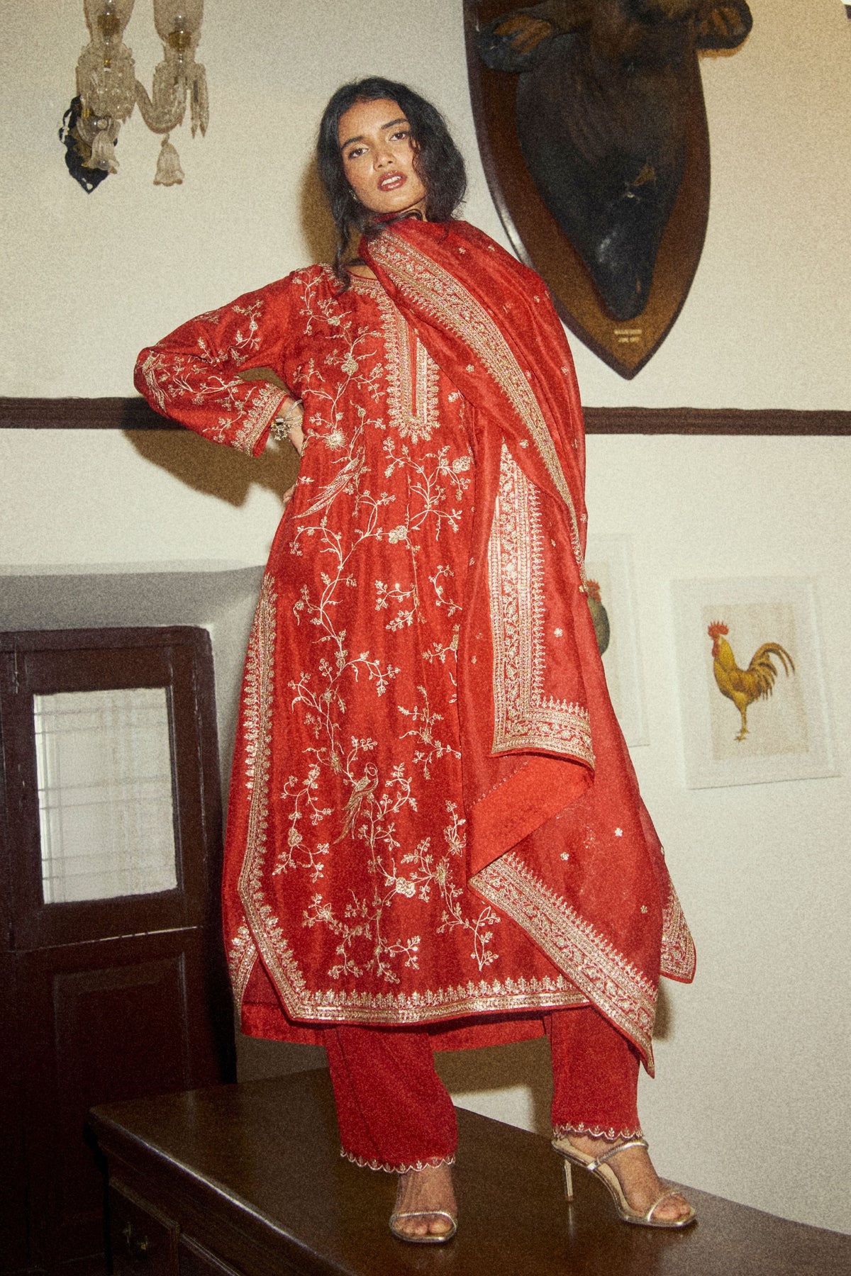 Aari Parrot Straight Cut Kurta Set