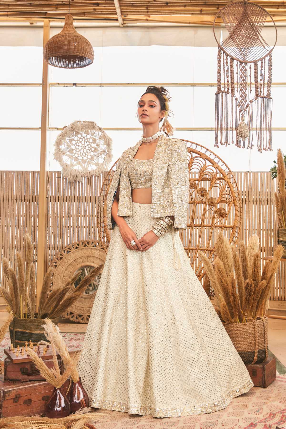 Ivory Embellished Lehenga Set