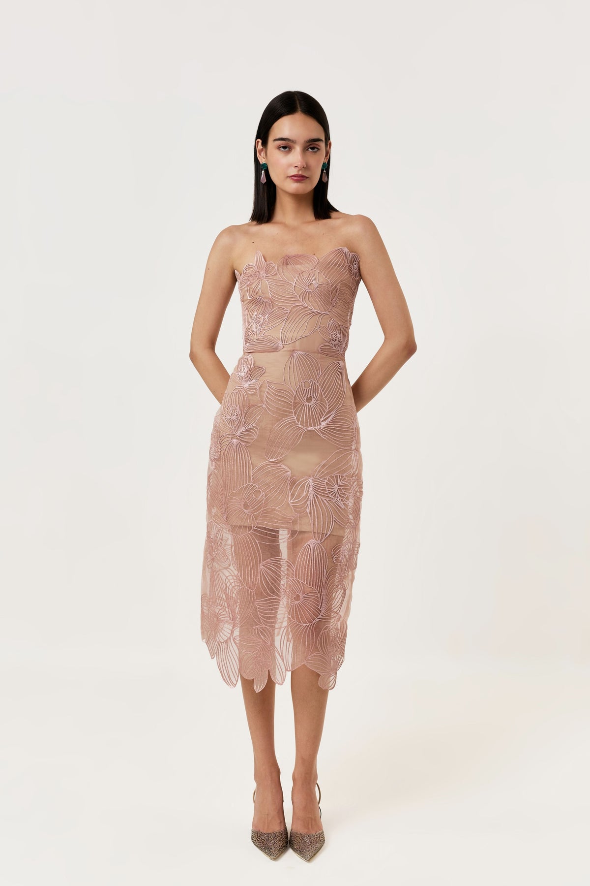 Orchid Applique' Midi Dress