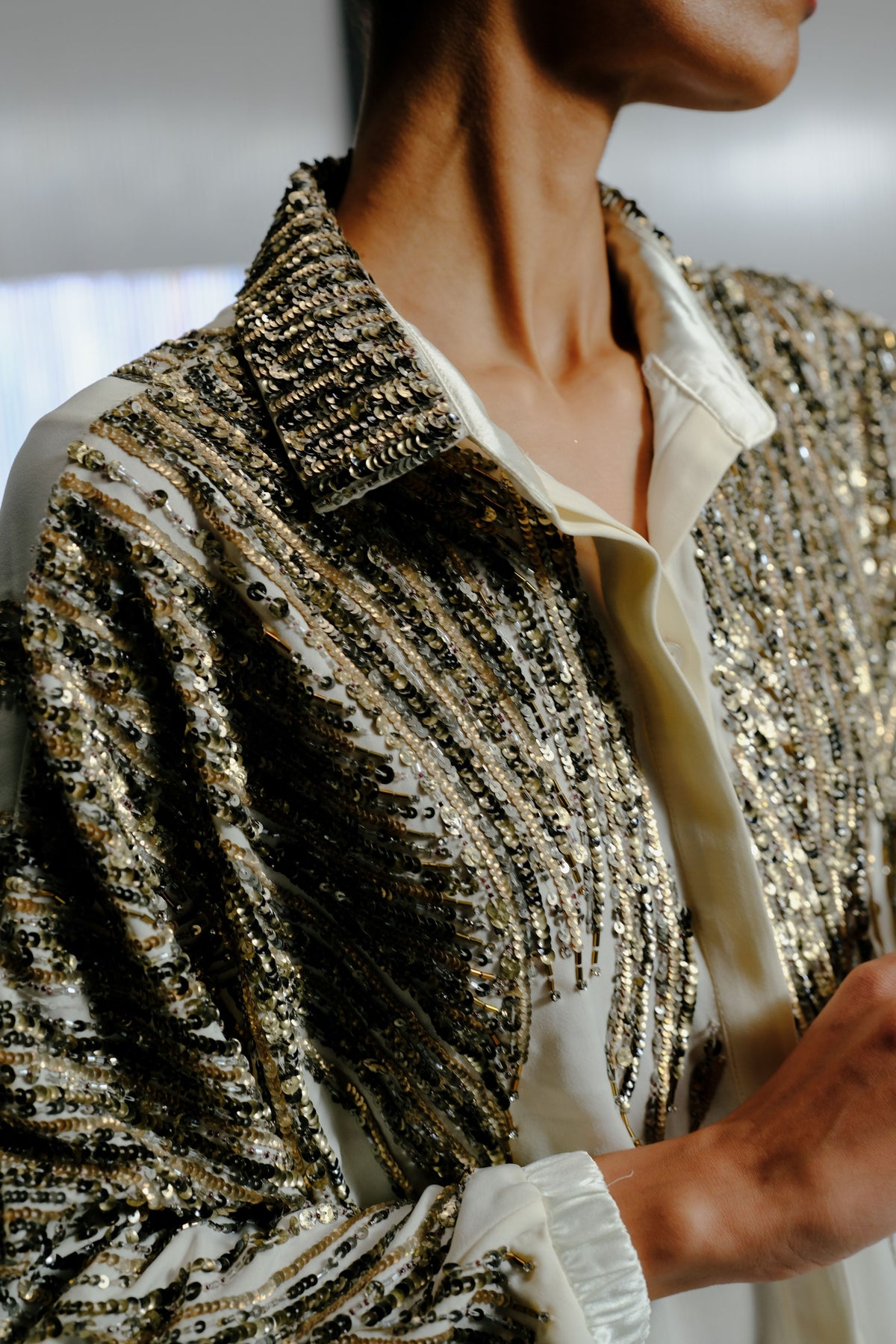 Bugle Beaded Cape Shirt