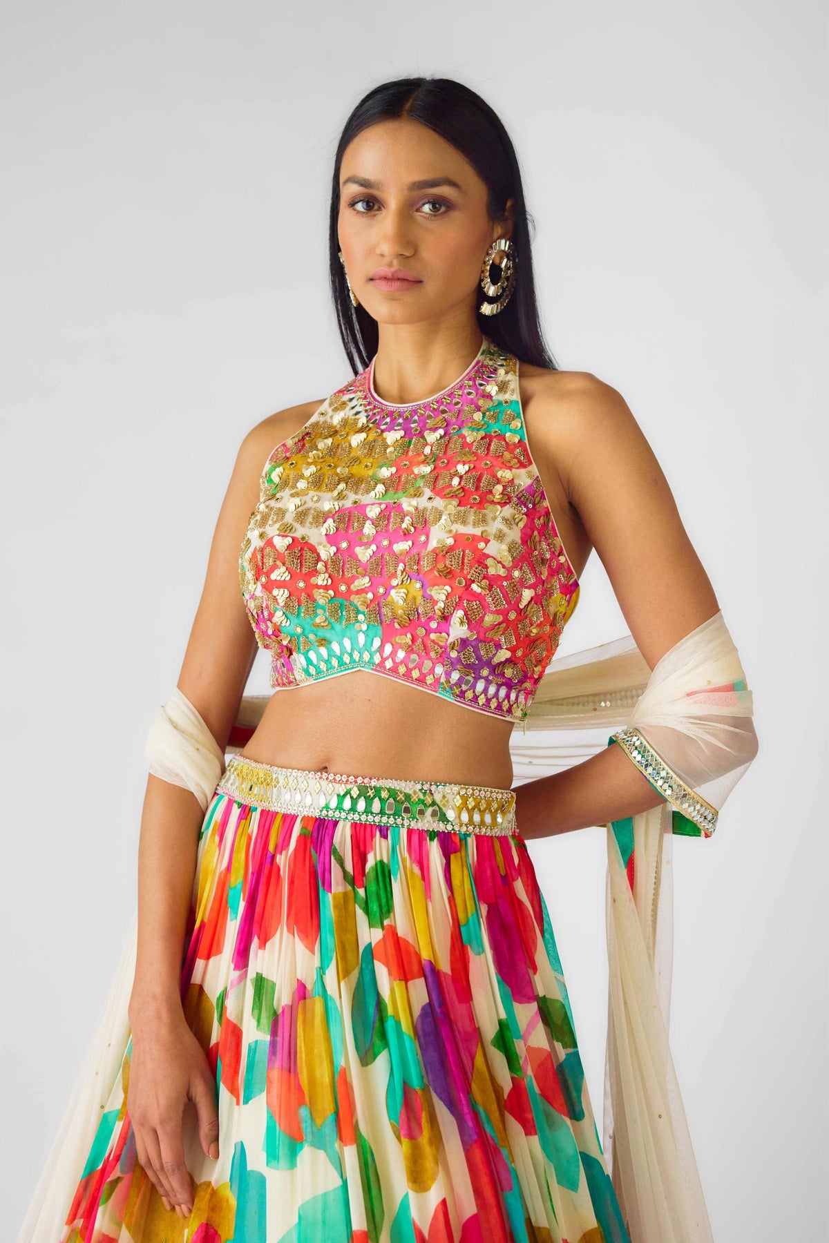 Multicolor Embroidered Lehenga Set