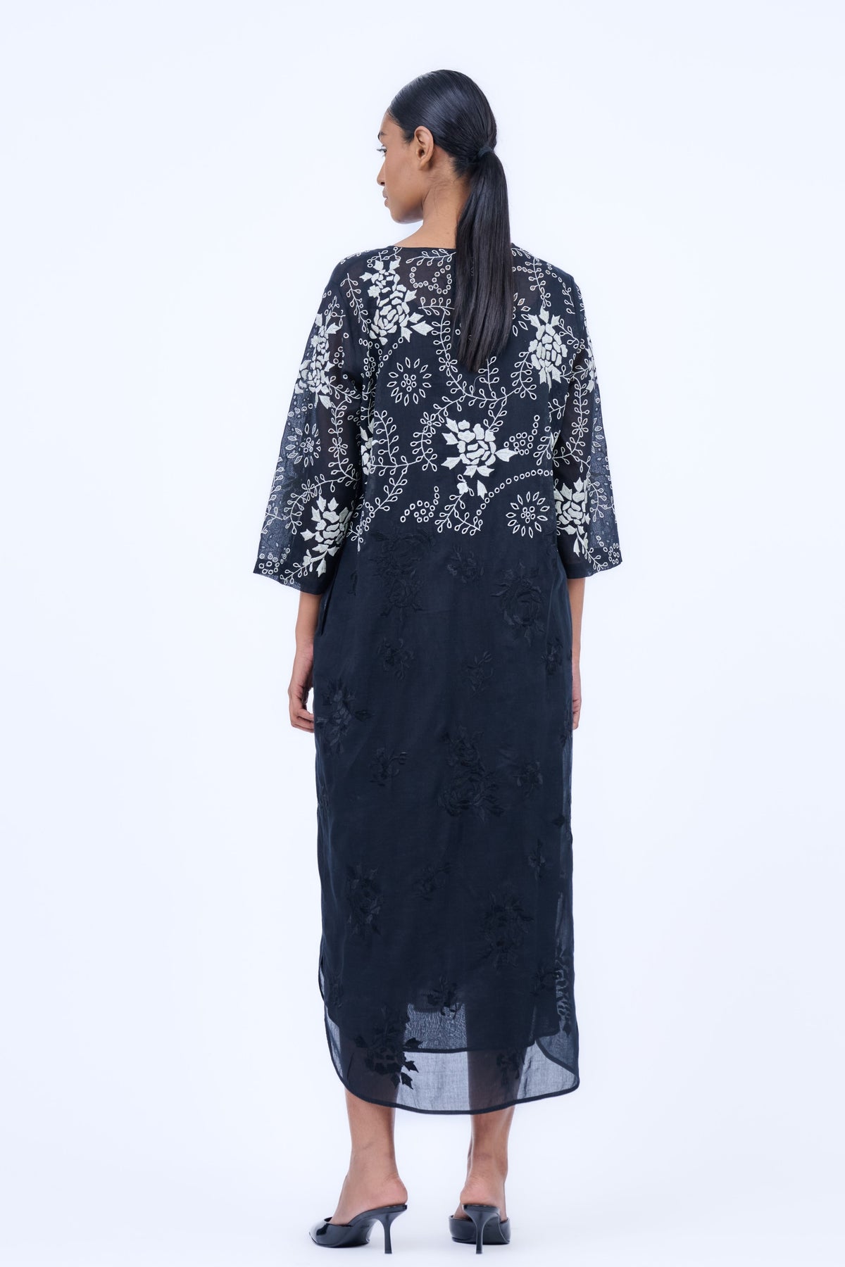 Black Cutwork Cotton Dress