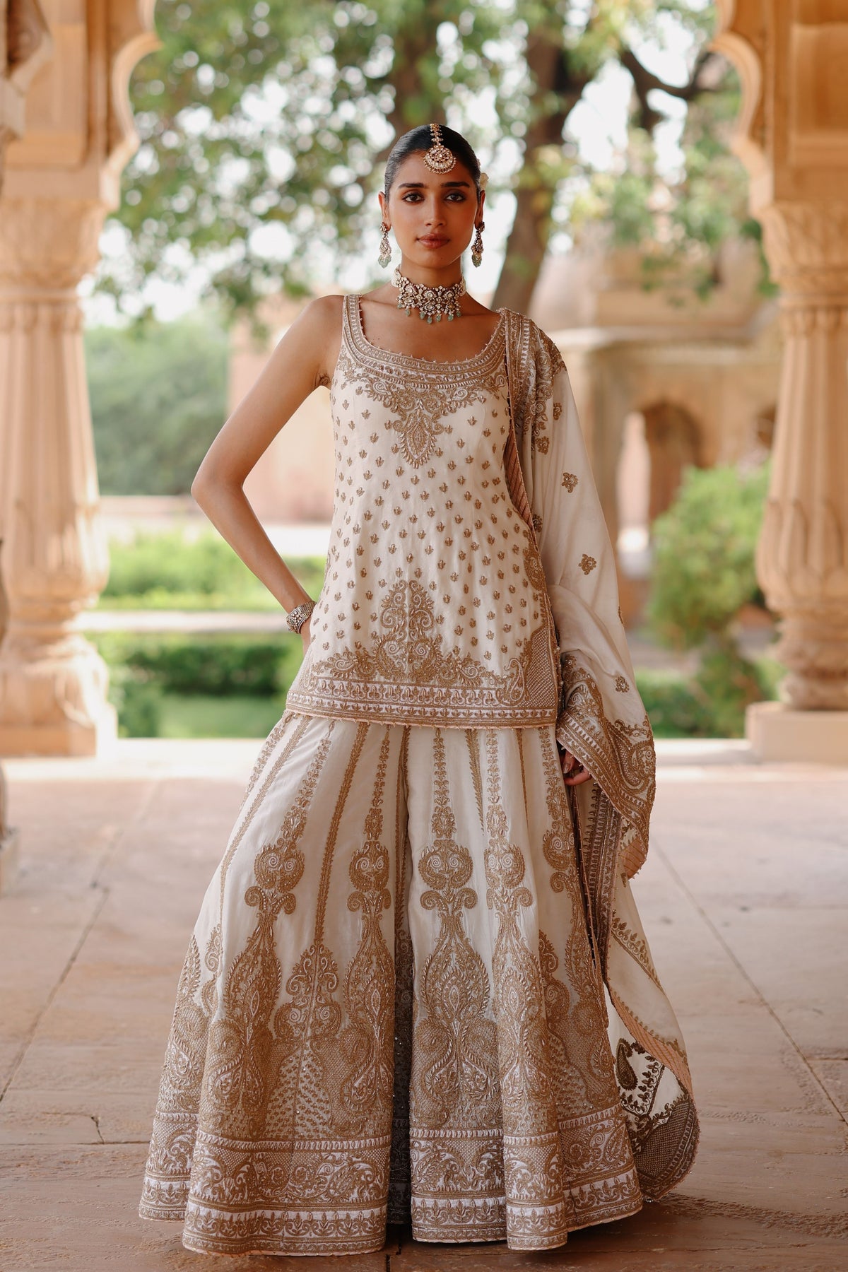 Shabnam Ivory Sharara Set