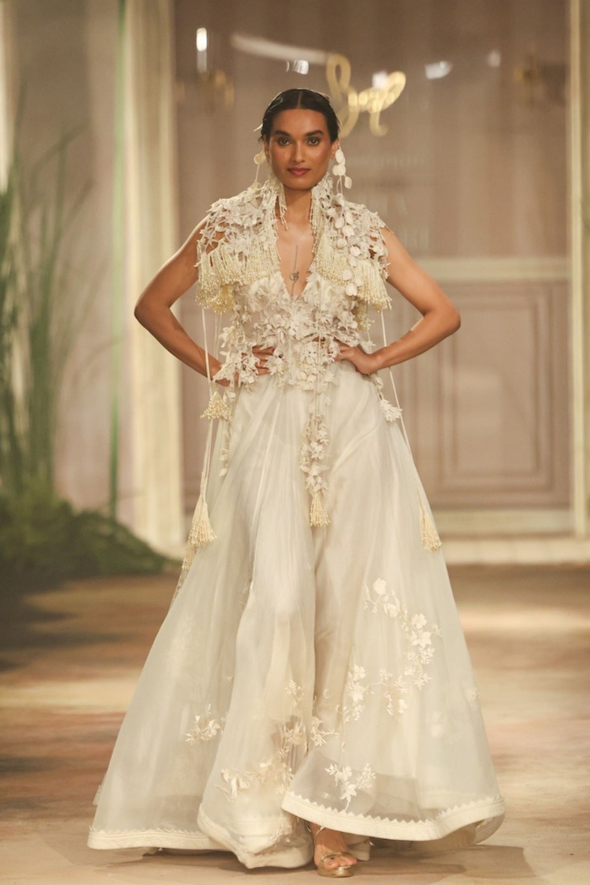Ivory Organza Gown With Jacket