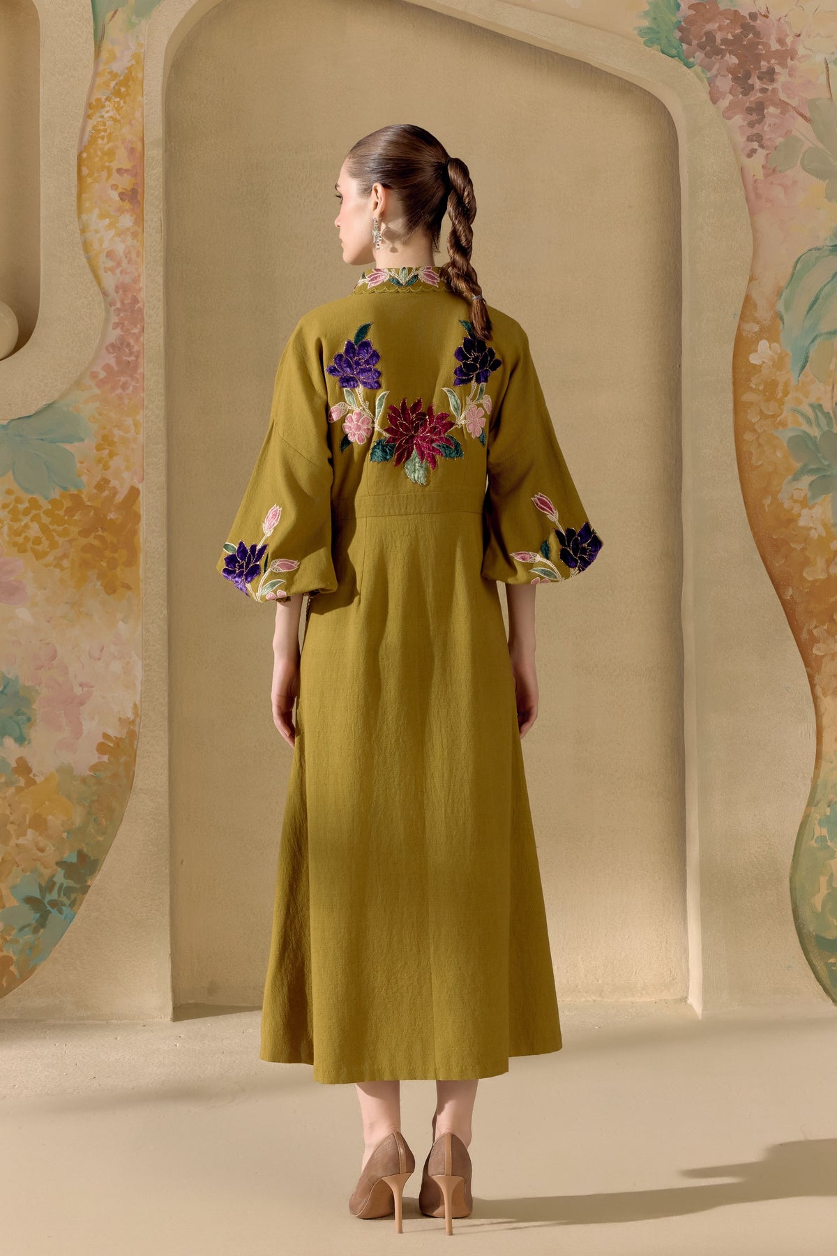 Olive Botanica Midi Dress