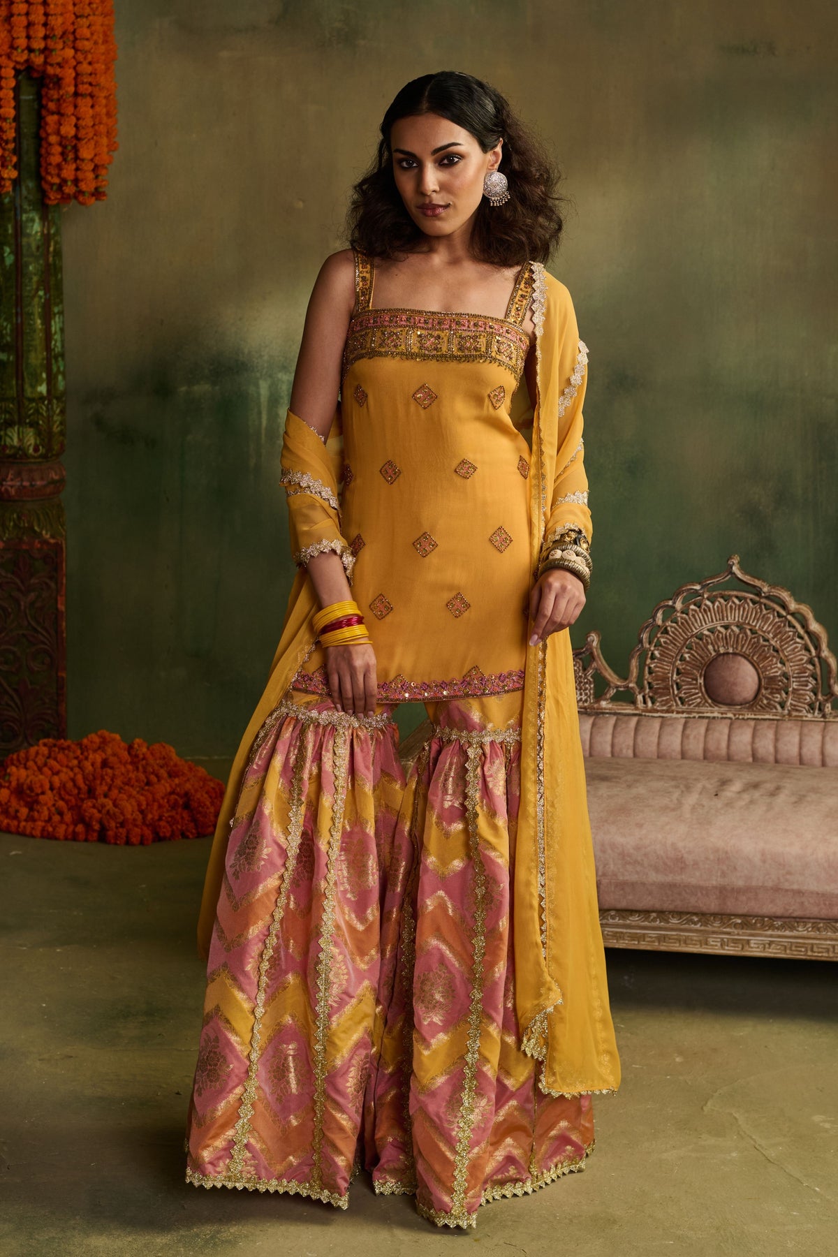Sunlit Chevron Sharara Set