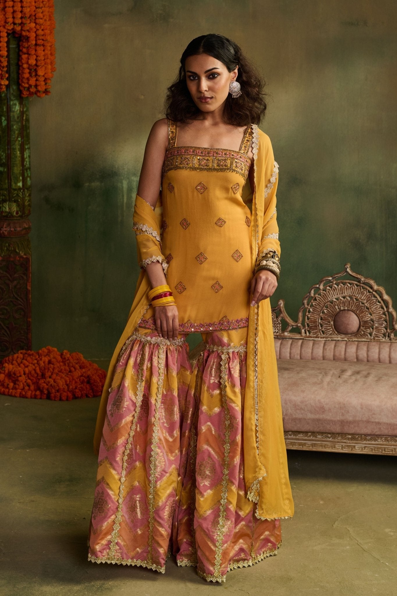 Sunlit Chevron Sharara Set - Reeti Arneja - Elahe