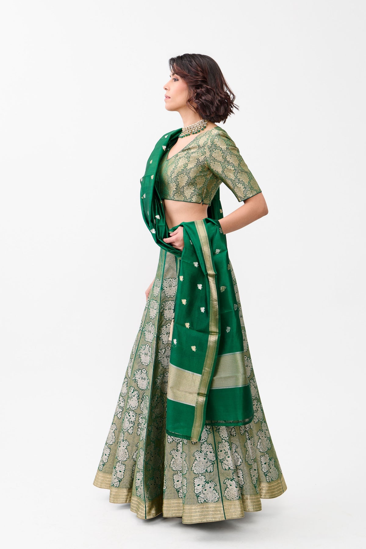 Green Gulhar Lehenga Set