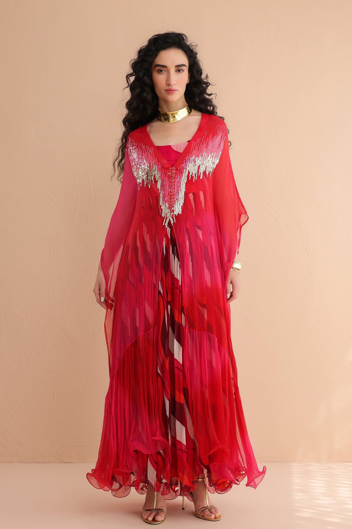 Rose Bling Kaftan Set