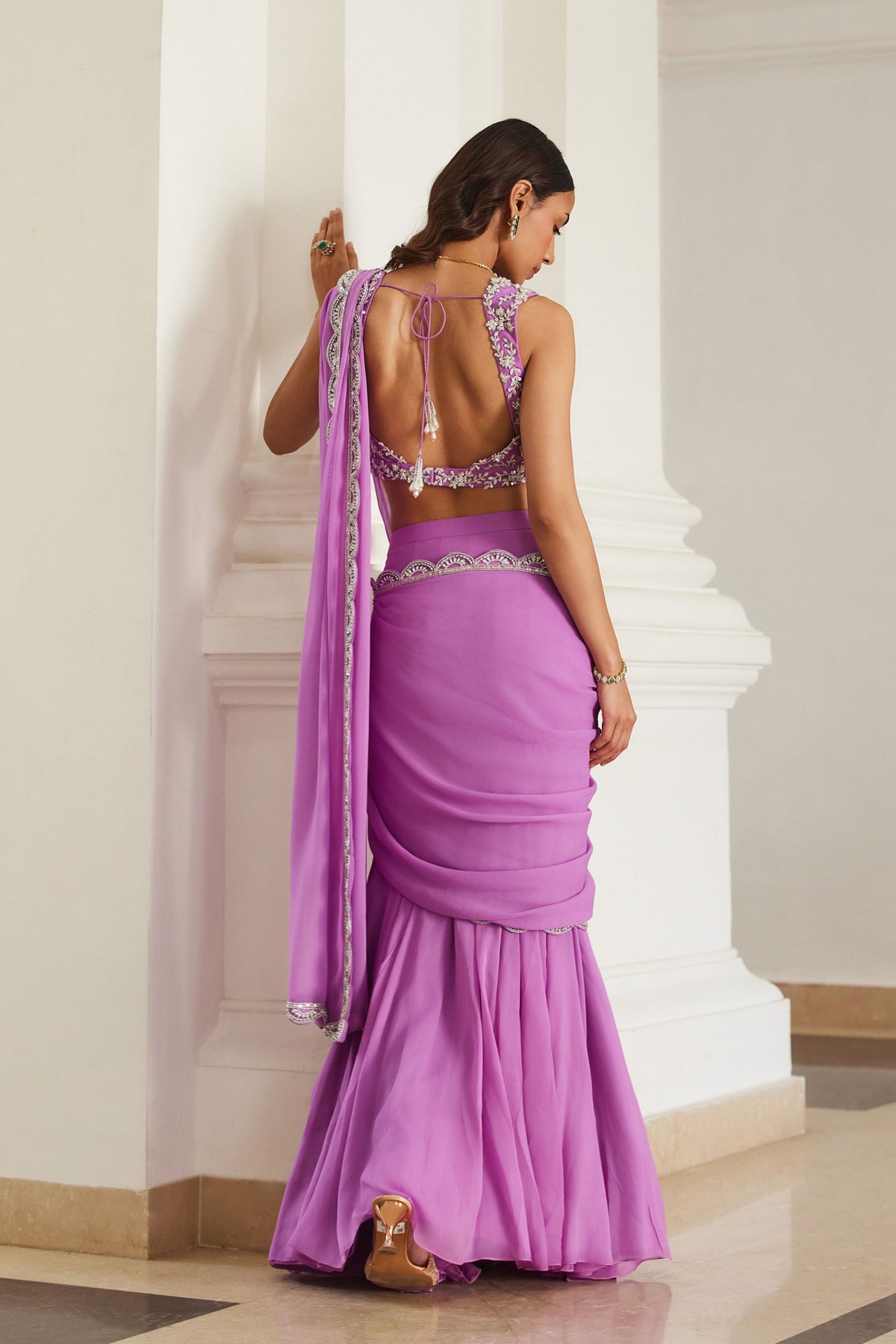 Bubblegum Pink Drape Saree