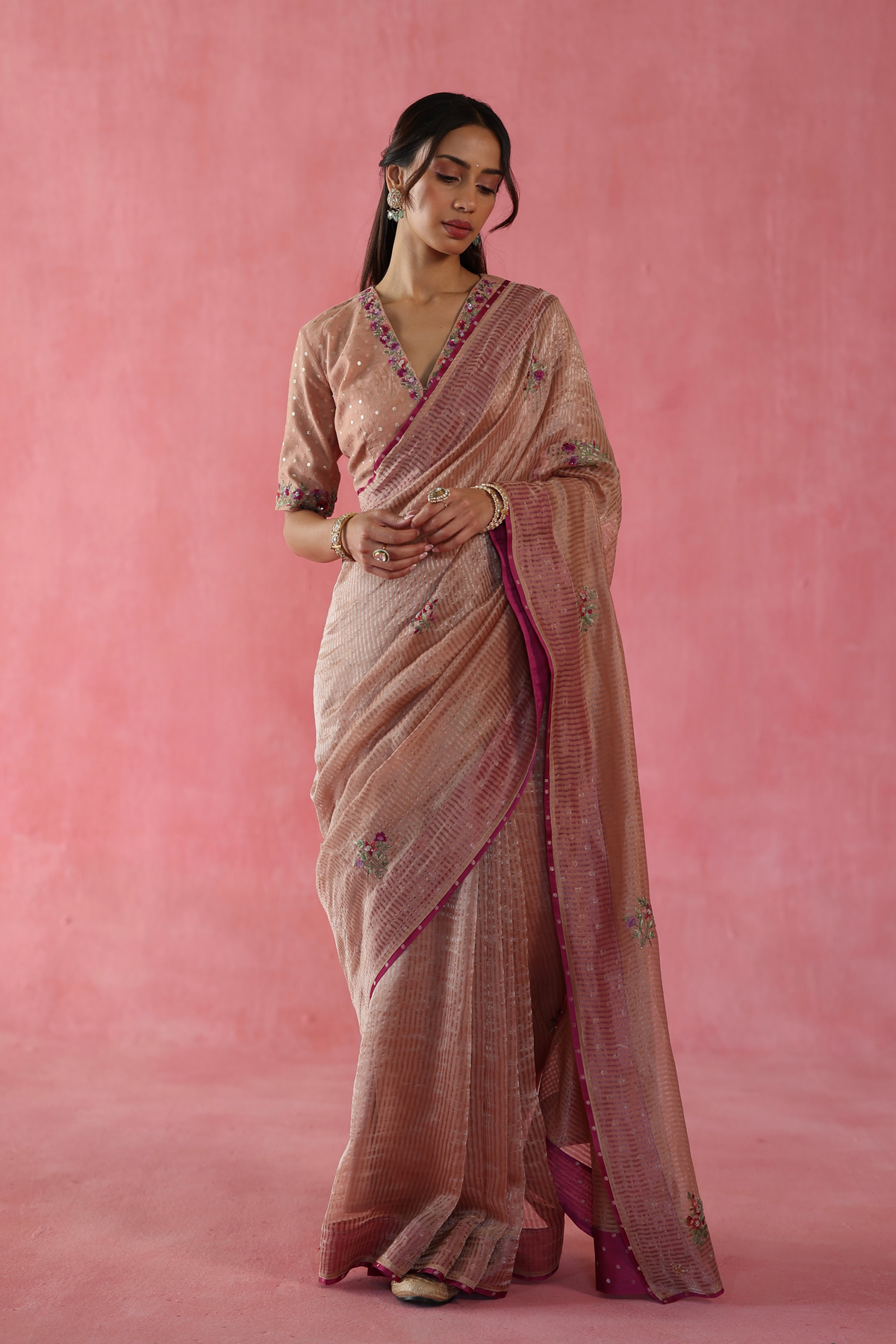 Beige Anjeer Saree