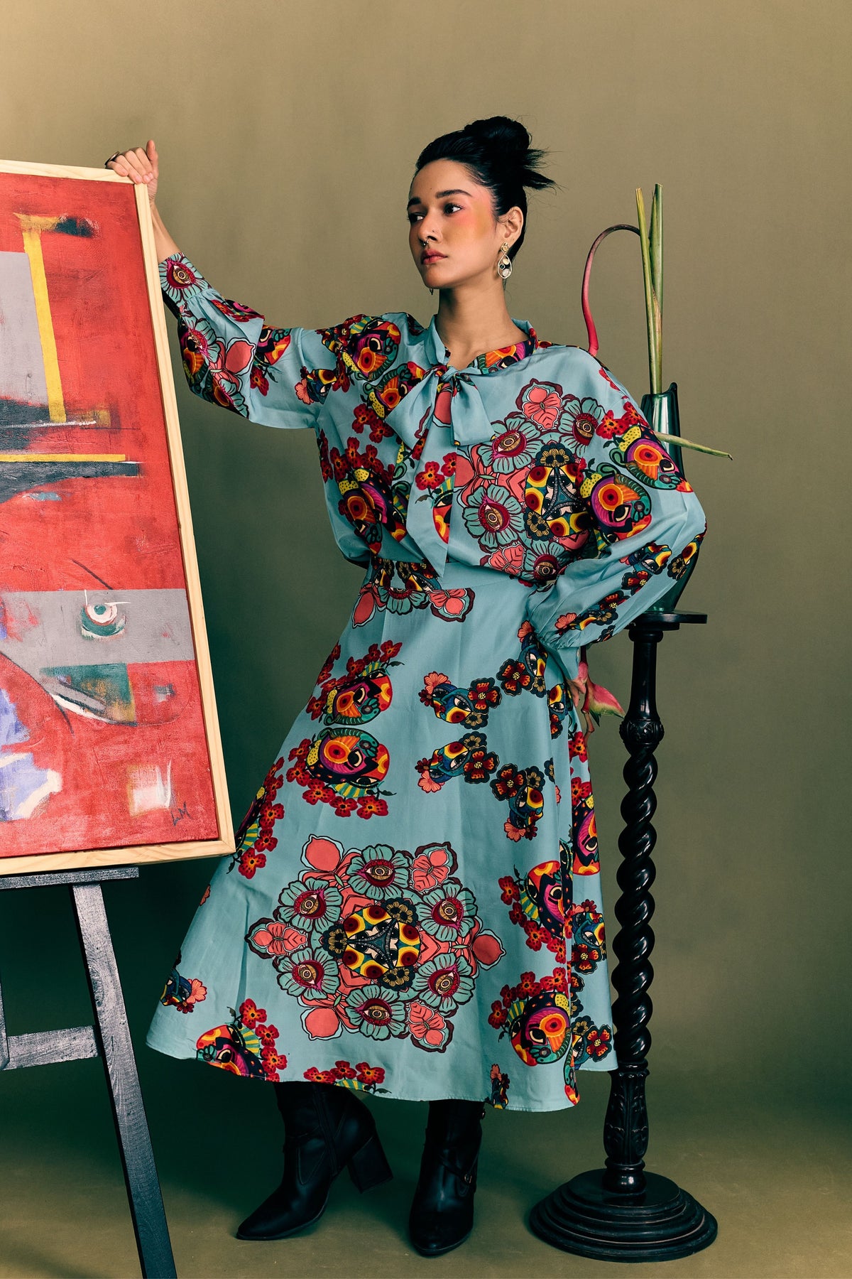 Blue Prism Printed Bow Shirt