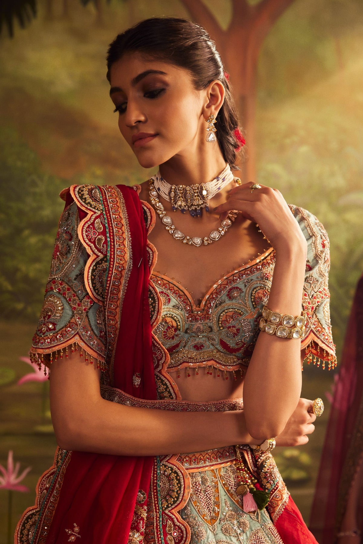 Zardozi And Thread Work Lehenga Set