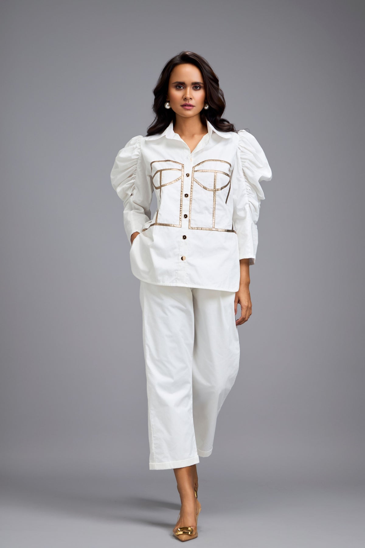 Eclipse Puff Sleeves White Shirt