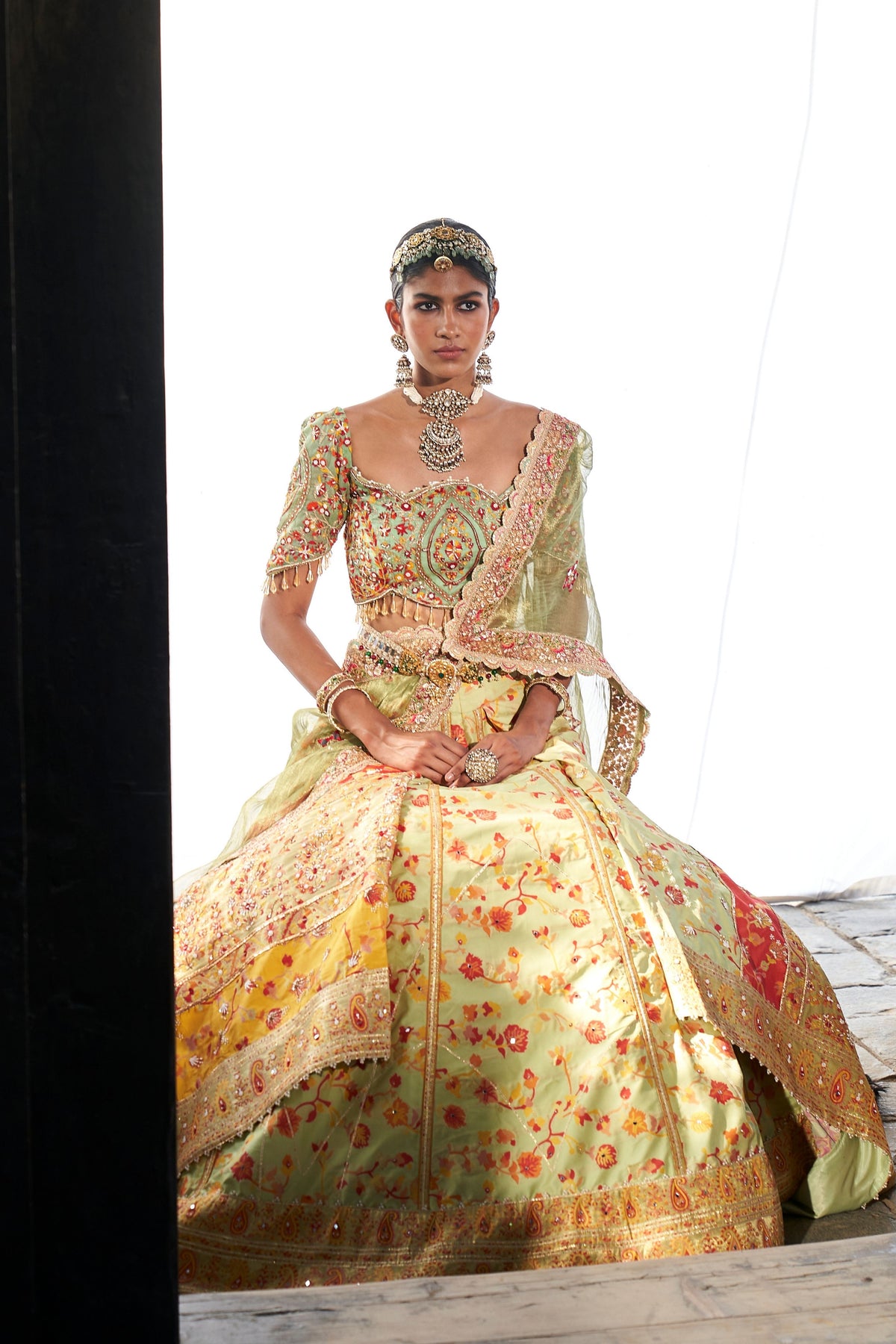 Kani Pista Green Lehenga Set